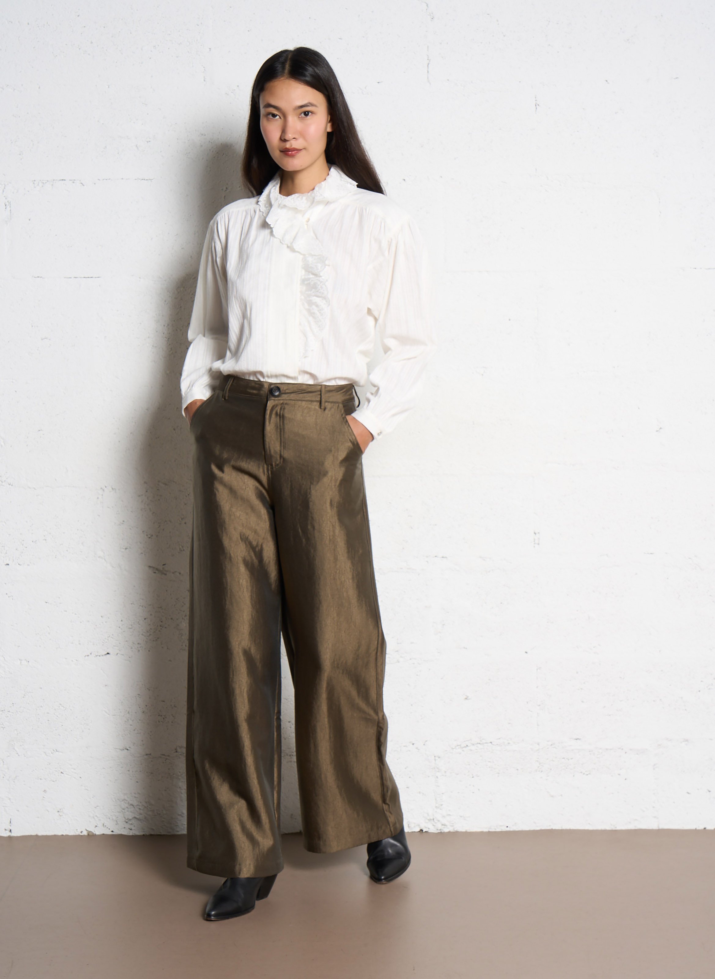 Pantalon large métallisé SEE U SOON Marron