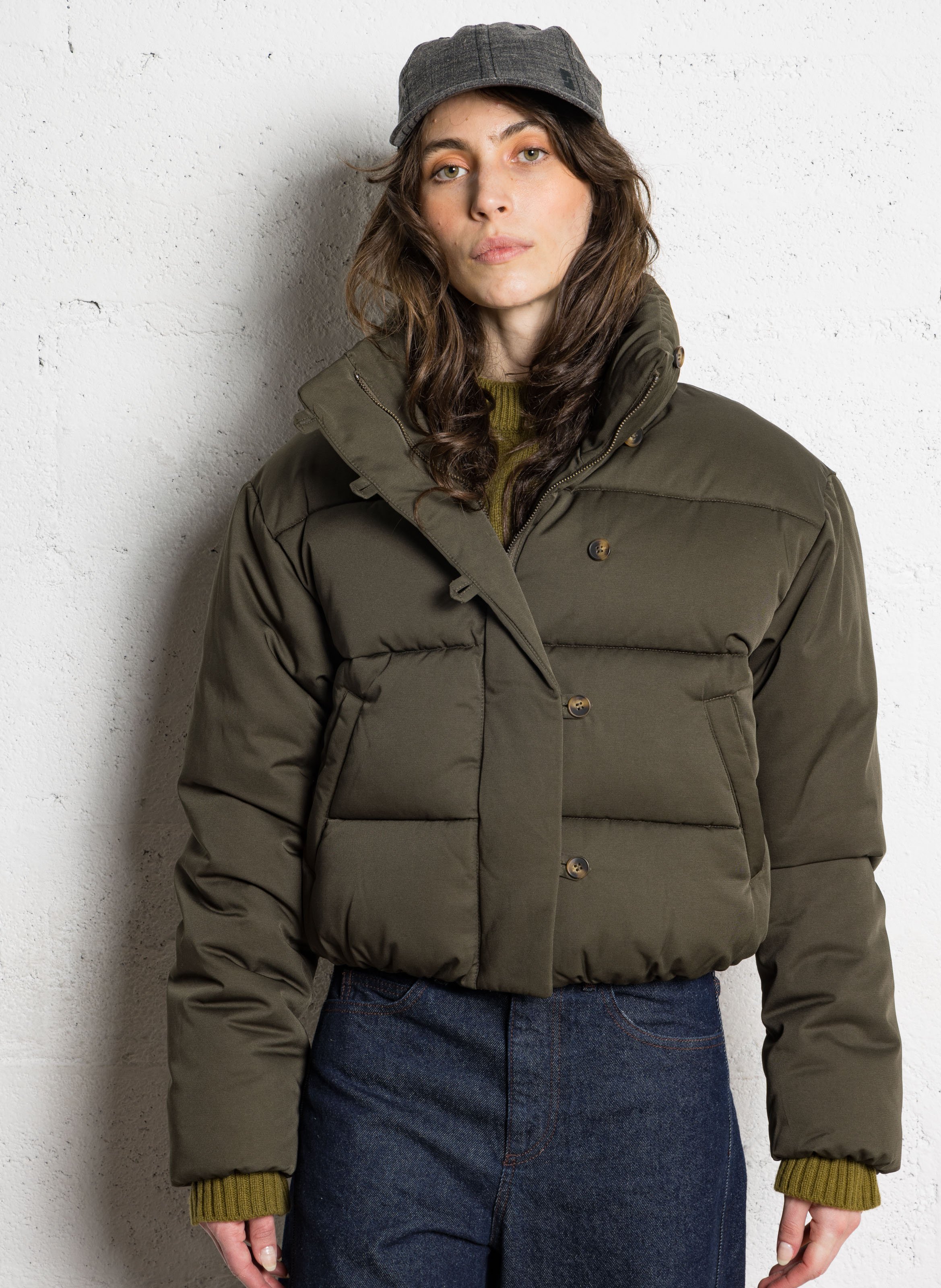 High-neck padded jacket SOEUR Khaki