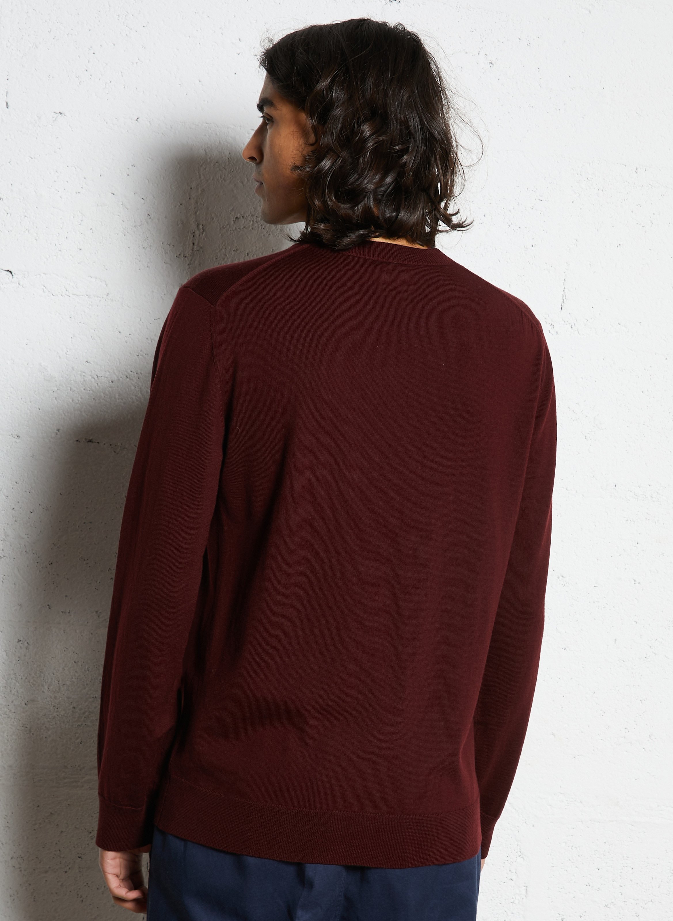 Straight round-neck merino wool sweater AU PRINTEMPS PARIS Purple