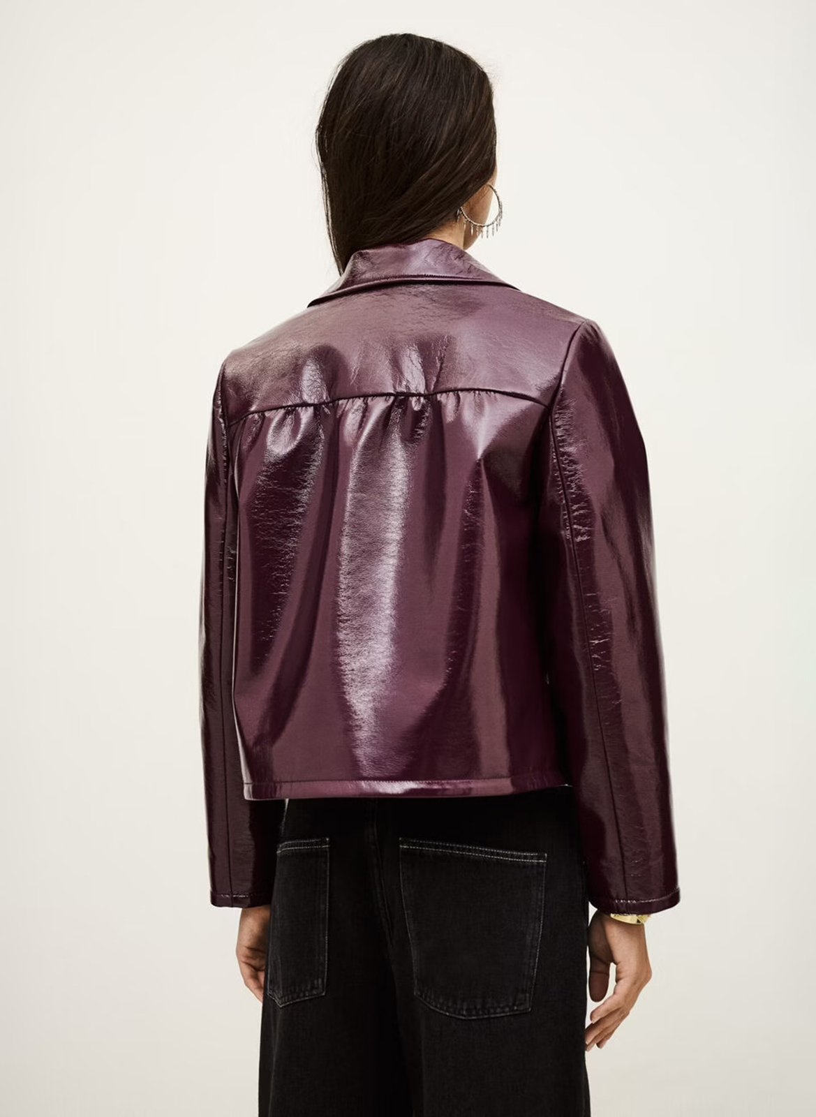 Veste droite col claudine effet cuir BA&SH Prune