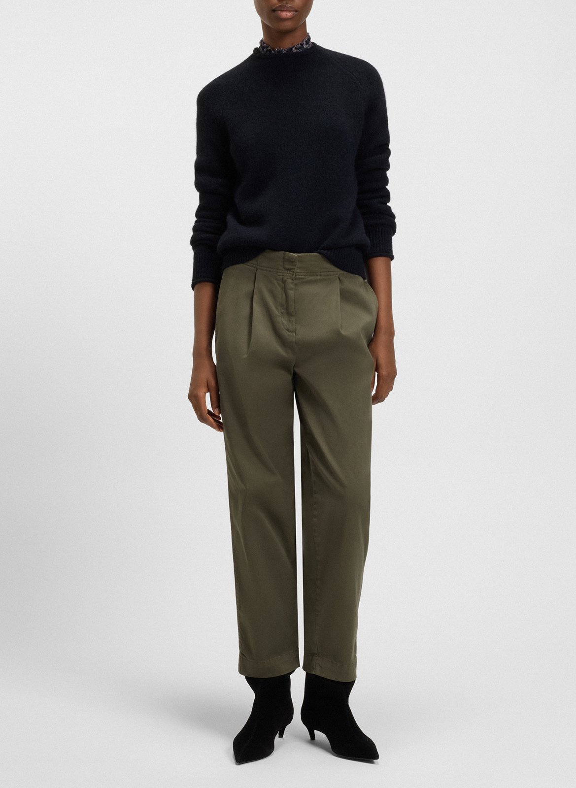 Pull droit col rond uni en laine mélangée BOSS Bleu