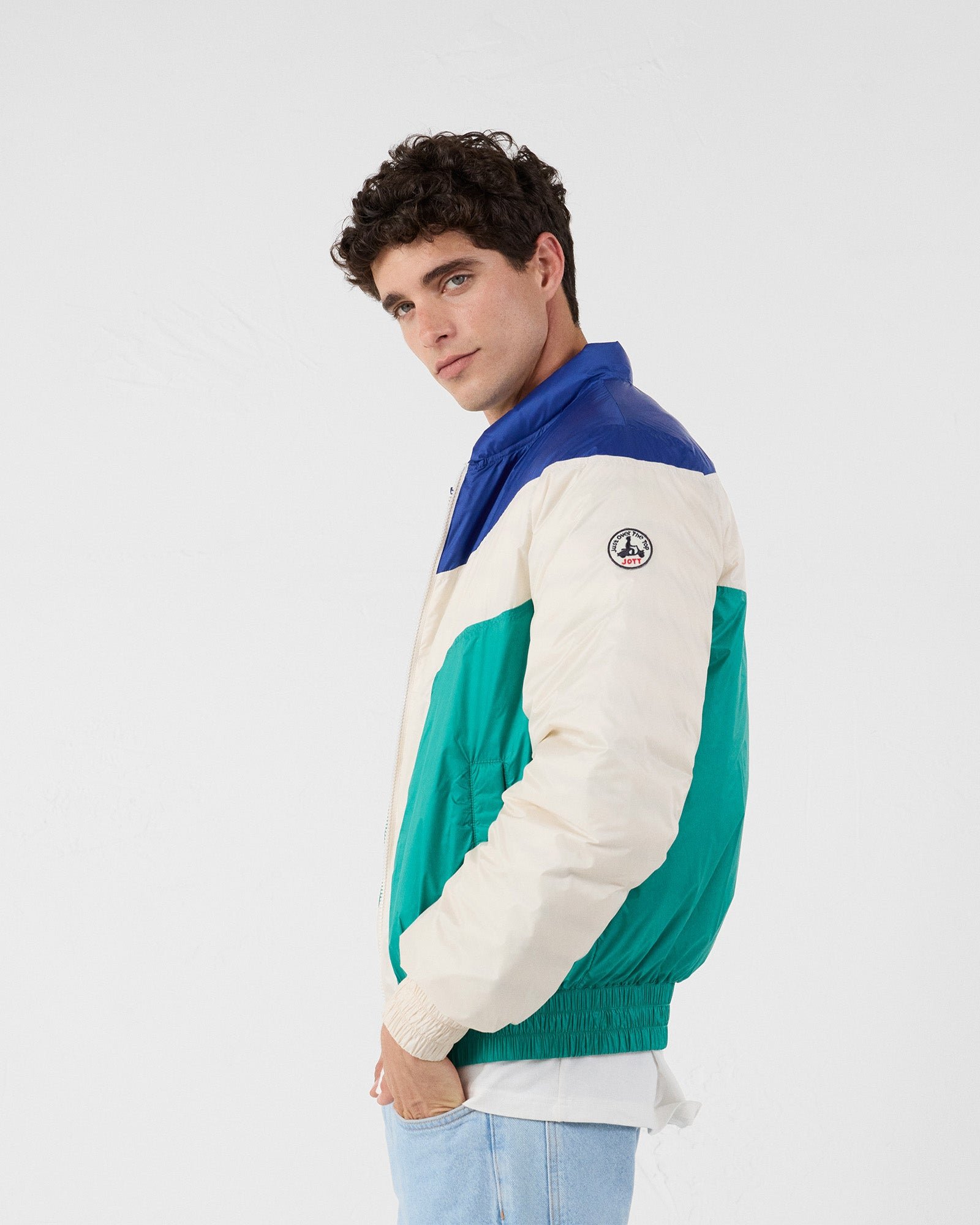 Puffer jacket in cobalt/persian green spirit joan. Blue