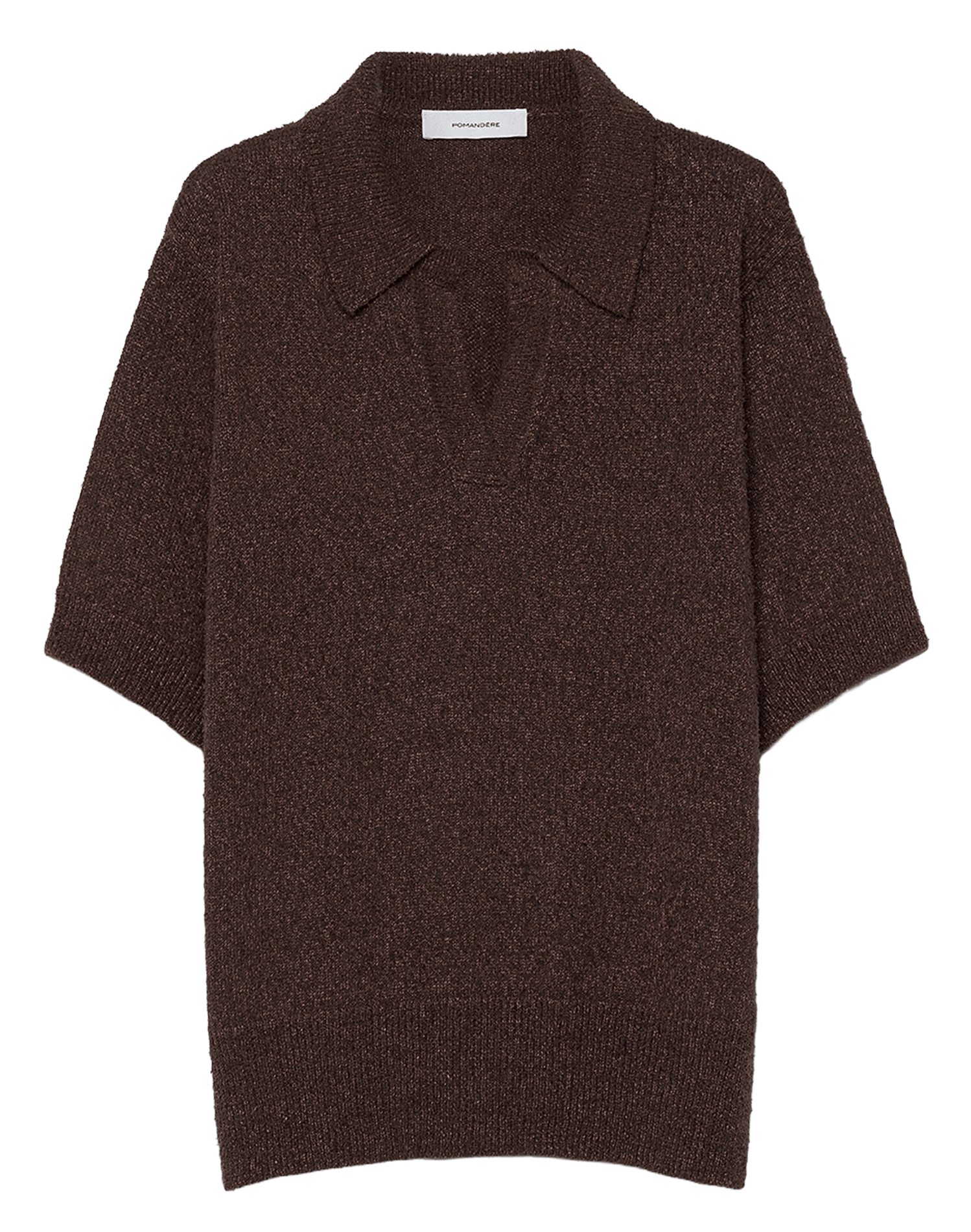 Polo oversize en lin et coton bio mélangé POMANDERE Marron