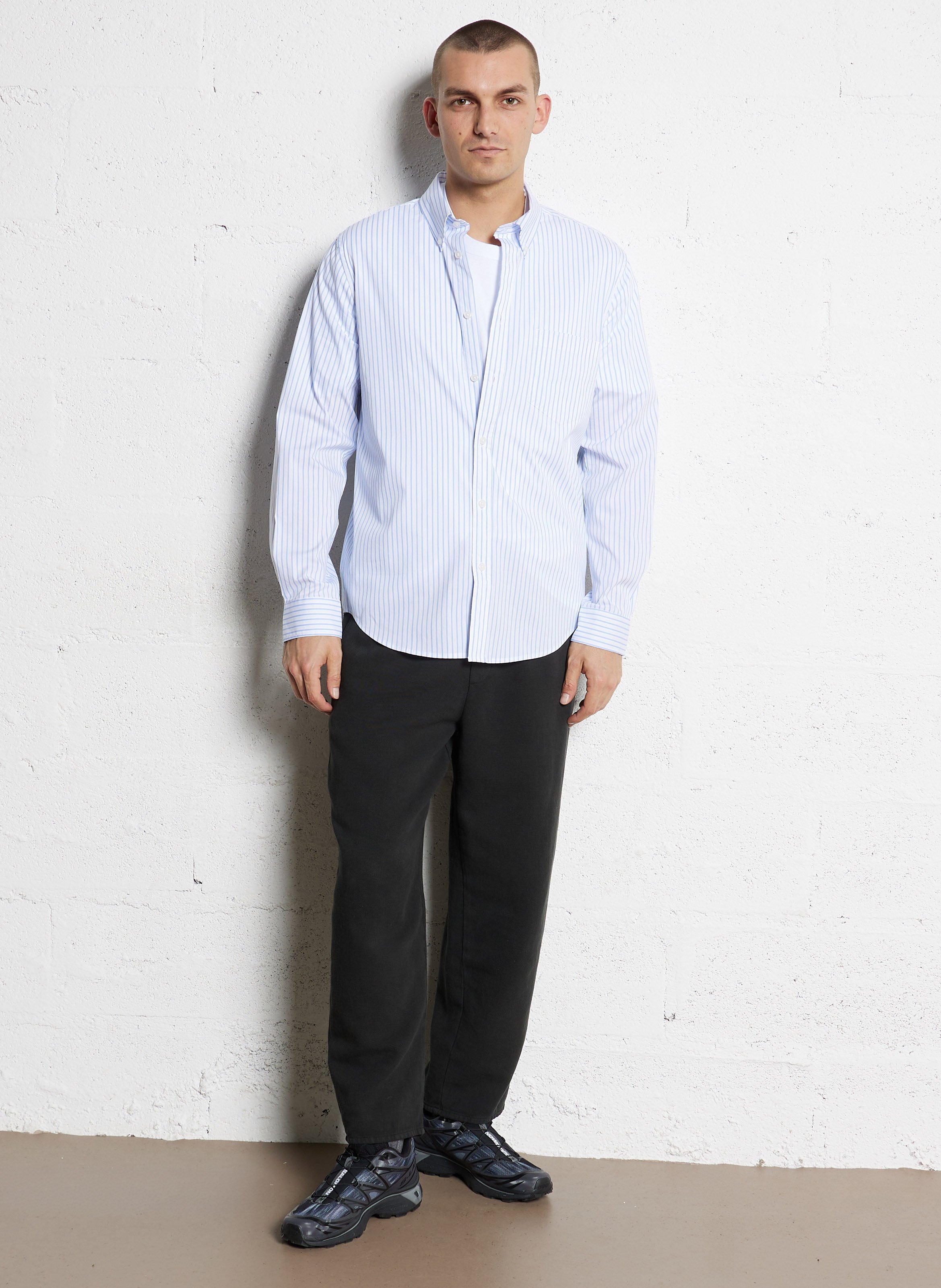 Straight-cut cotton-blend shirt with classic collar MINIMUM Blue