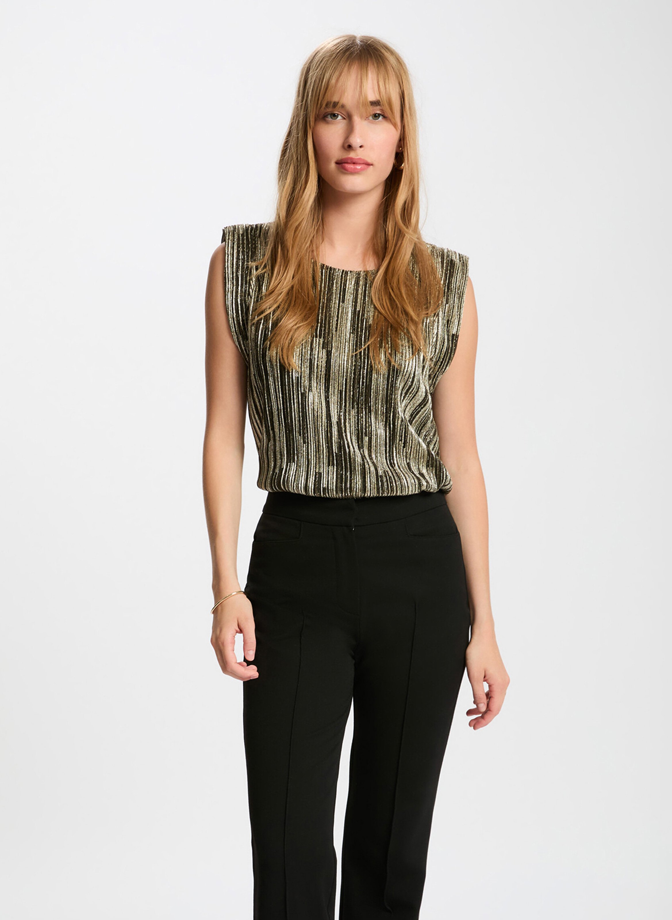 Top sans manches métallisé MORGAN Doré