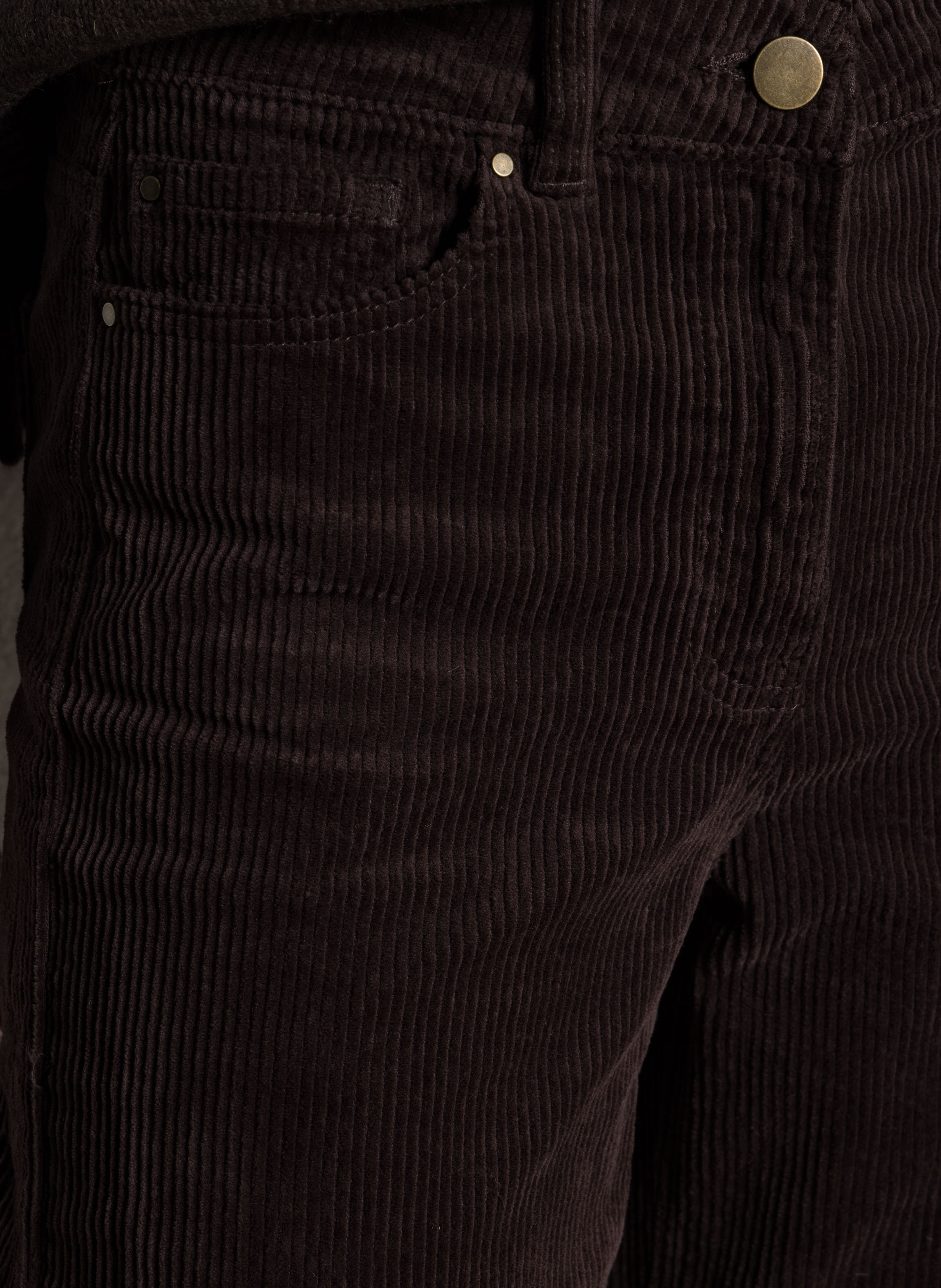 Pantalon droit en velours côtelé Marron