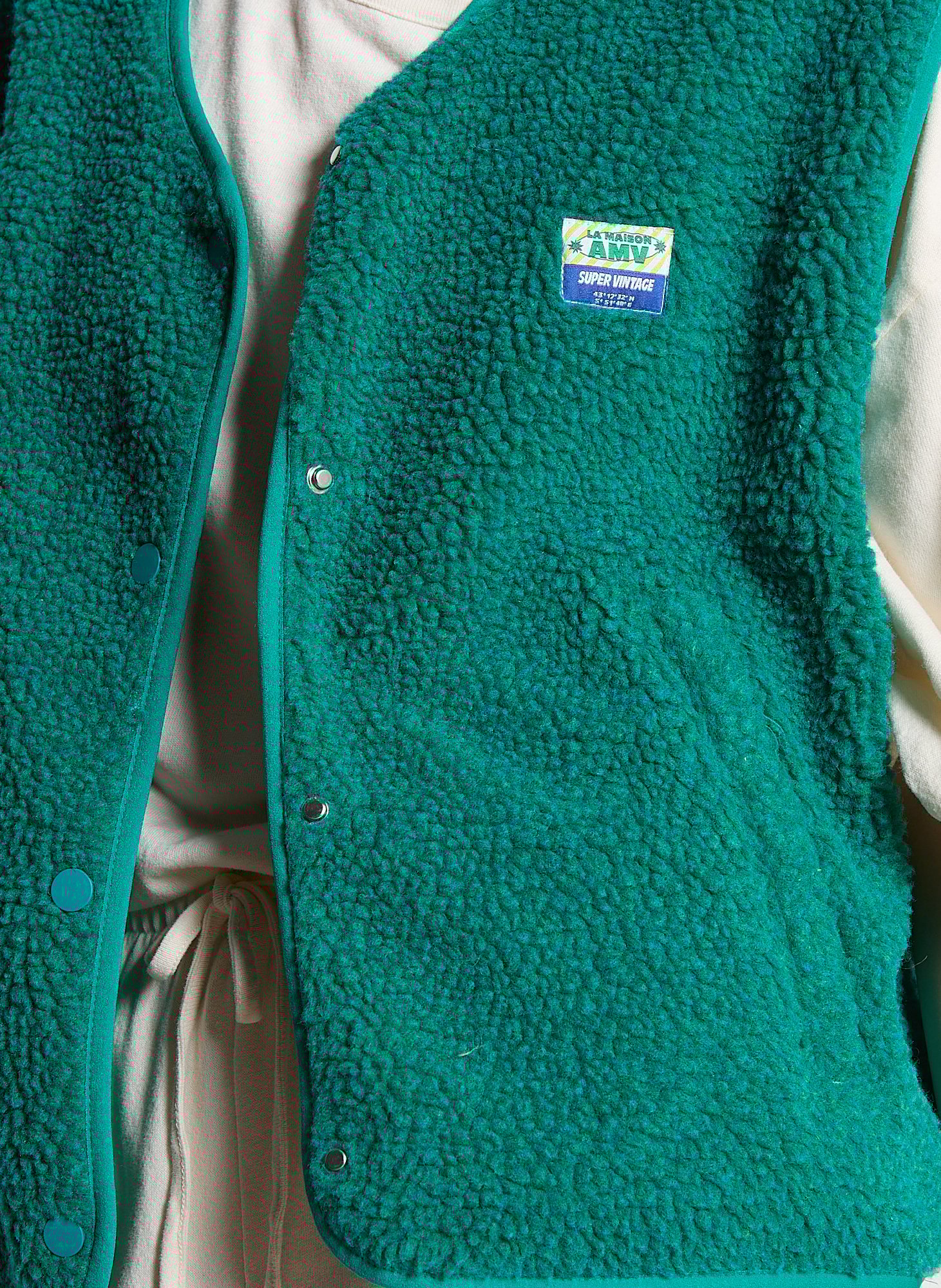 Gilet col rond molletonné sans manches AMERICAN VINTAGE Vert