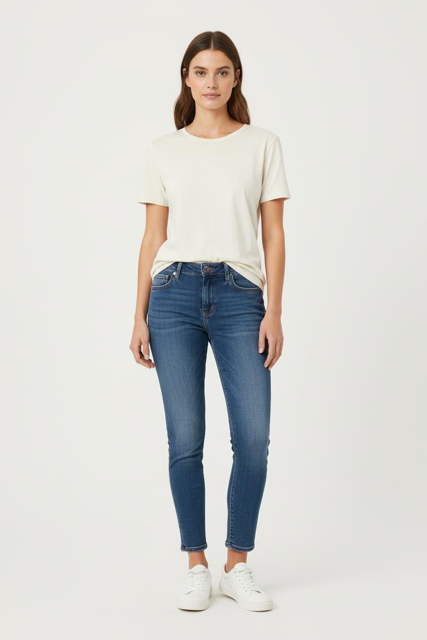 Cropped slim jeans with studs LEE - Seconde Main Blue