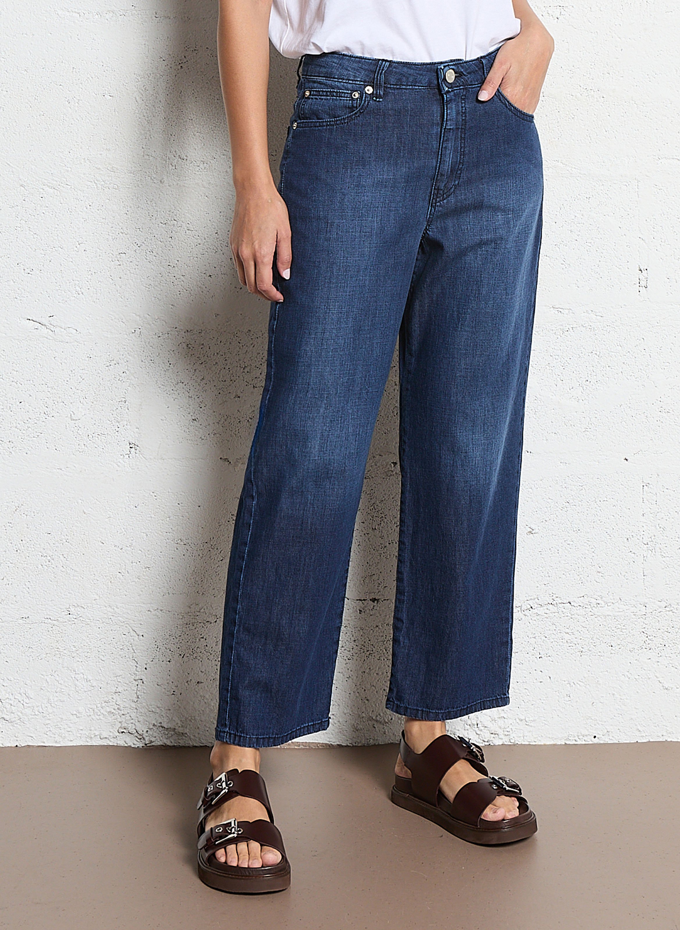 Cotton-blend straight jeans ACQUAVERDE Blue