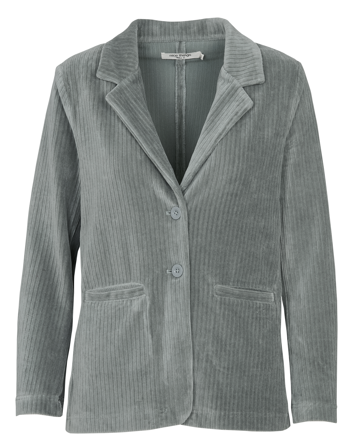 Veste droite col tailleur en velours côtelé NICE THINGS Vert