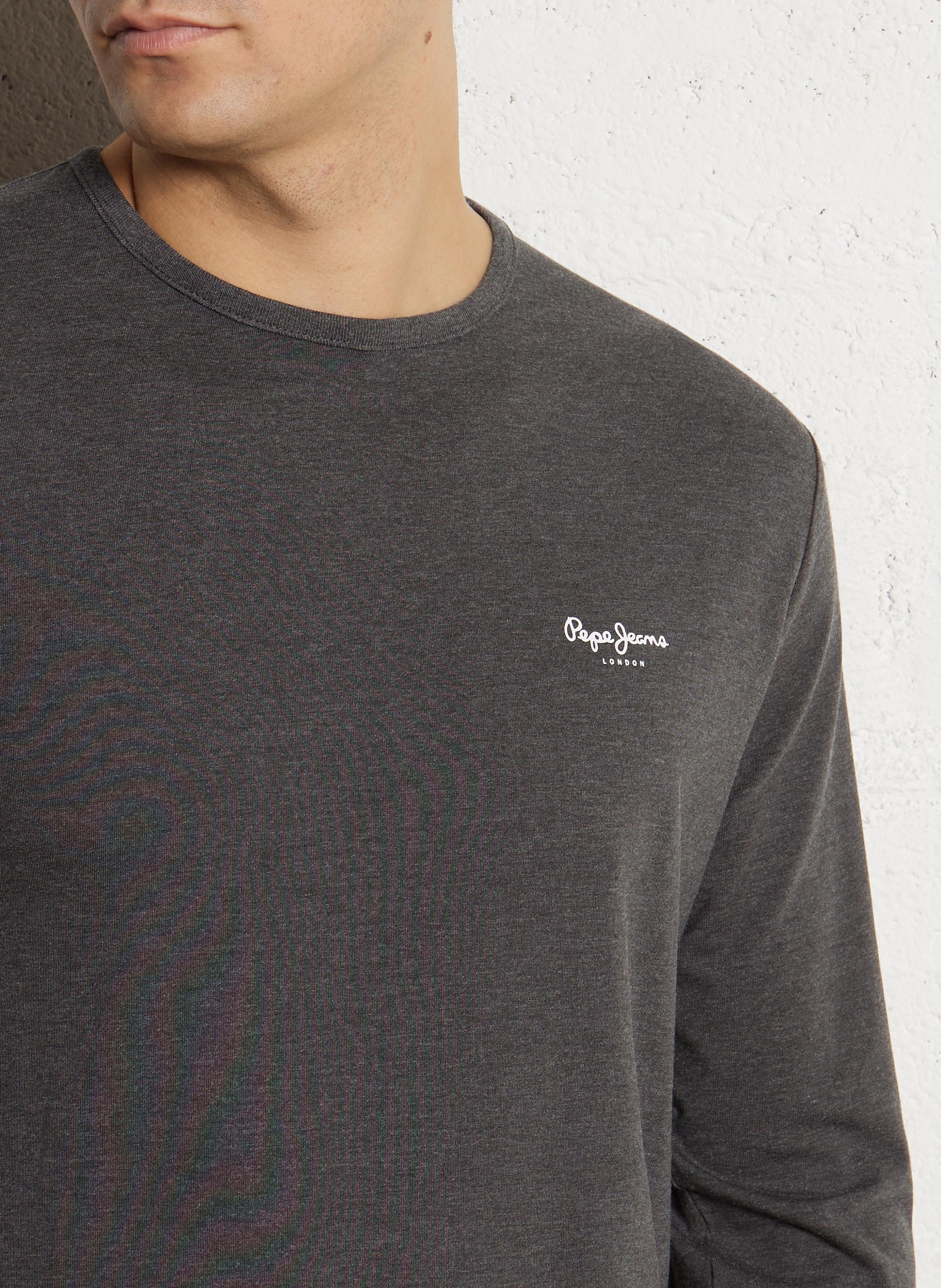 Straight cotton-blend round-neck T-shirt PEPE JEANS Grey