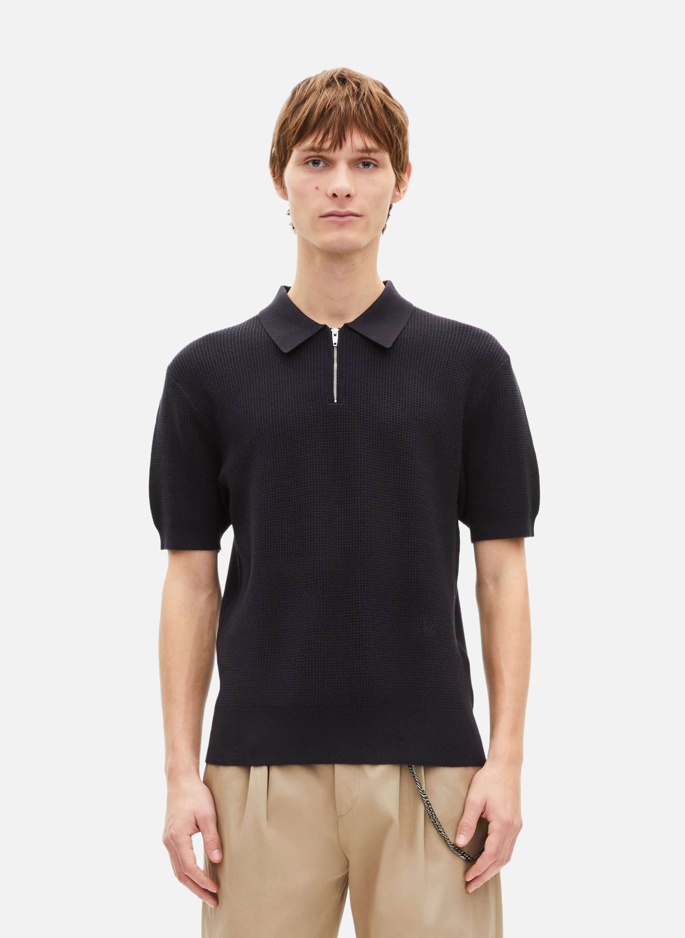 Polo collar sweater with zip THE KOOPLES Blue