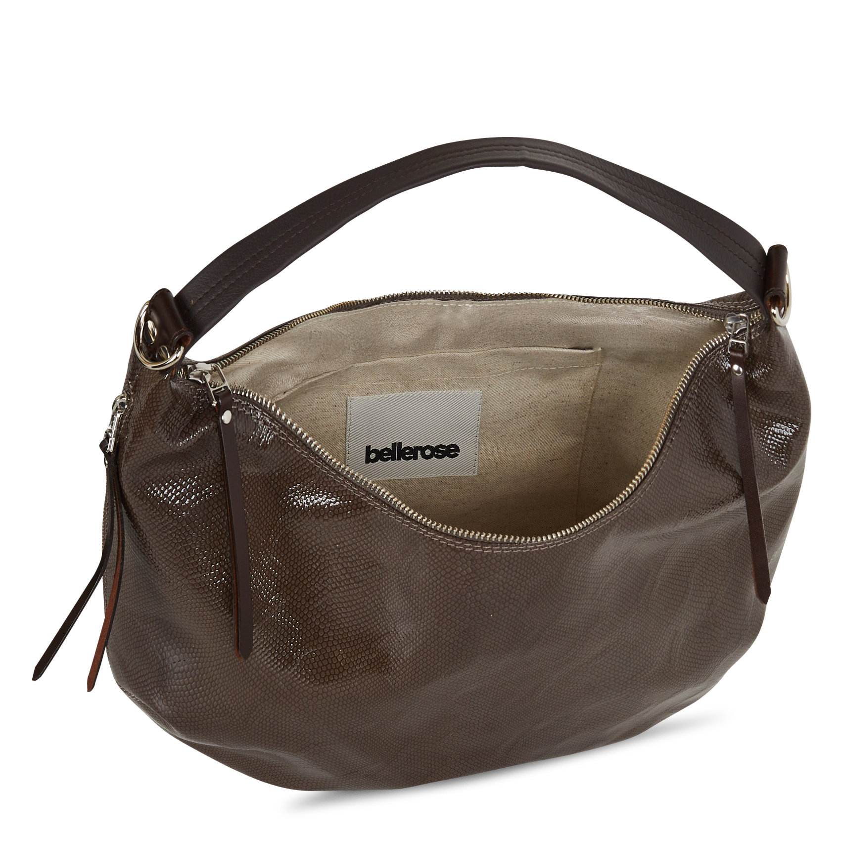 Half-moon laminated leather bag BELLEROSE Grey