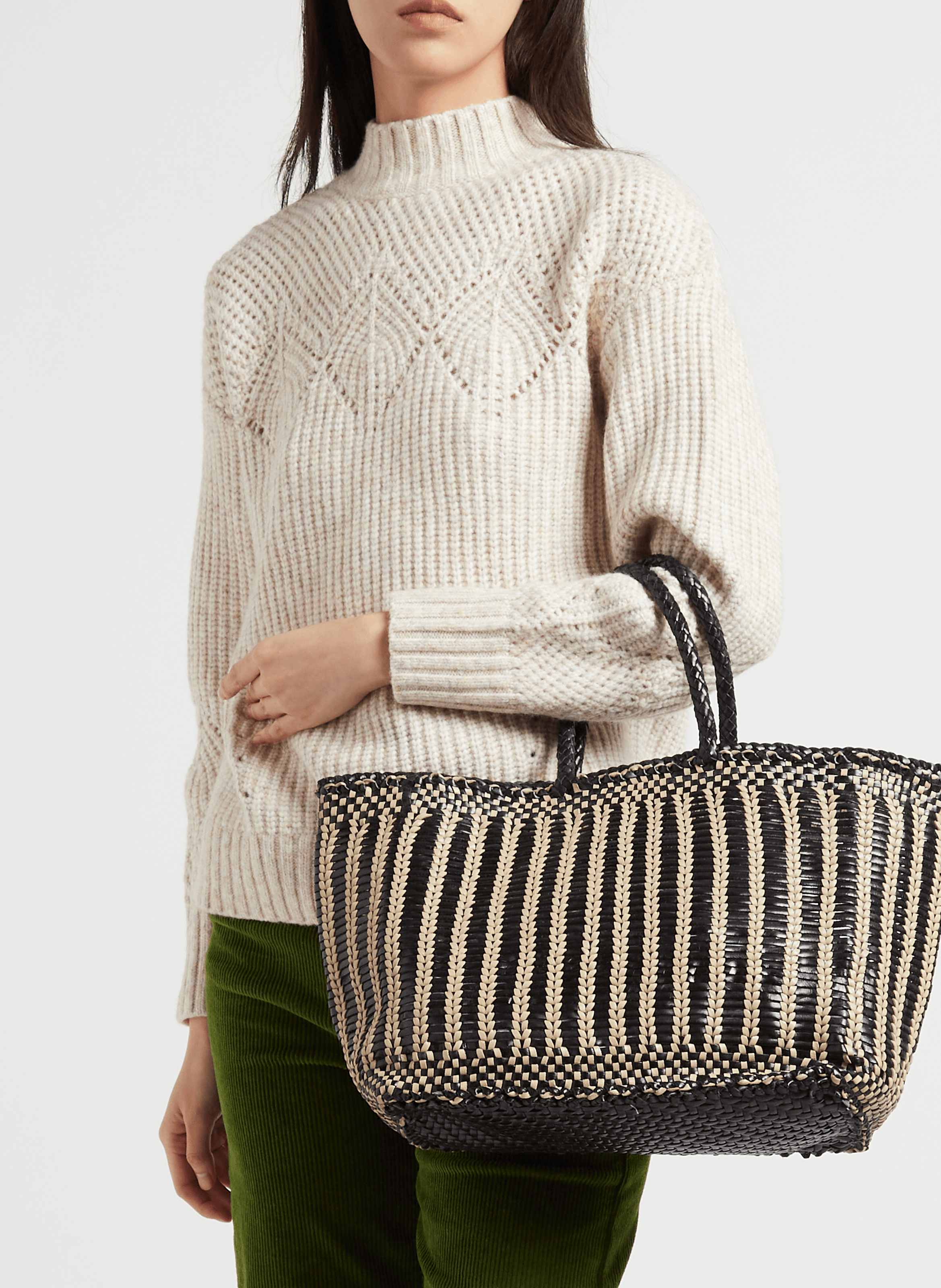 Panier tissé en cuir DRAGON DIFFUSION Noir