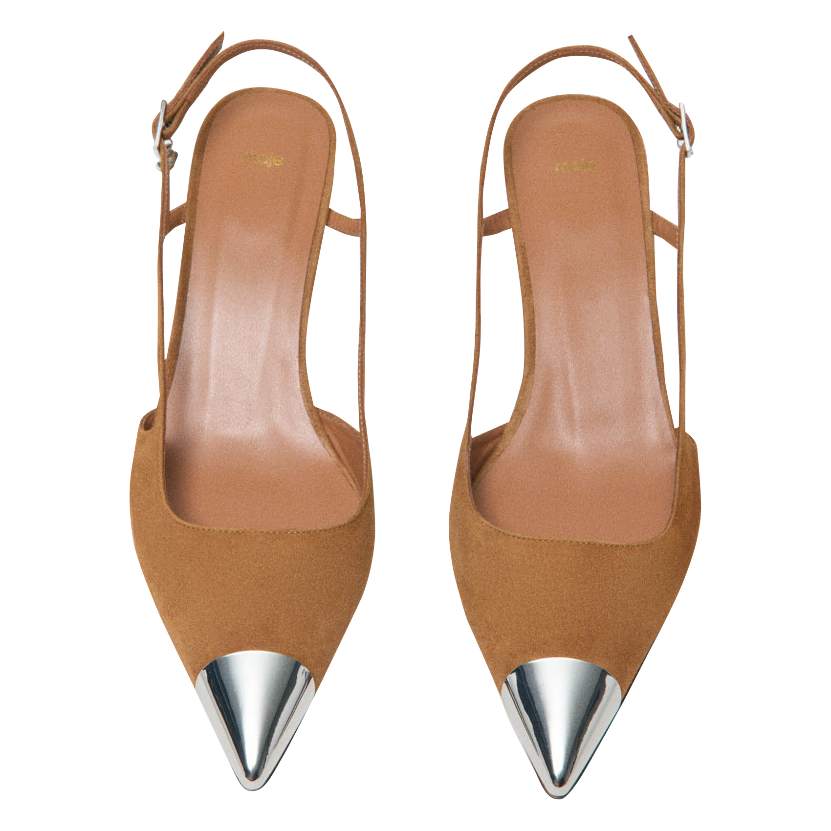 Escarpins slingback en cuir velours MAJE Beige