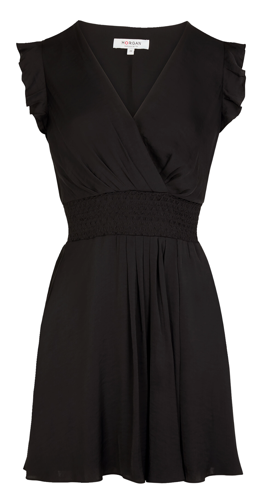 Short dress with wrap neckline MORGAN Black