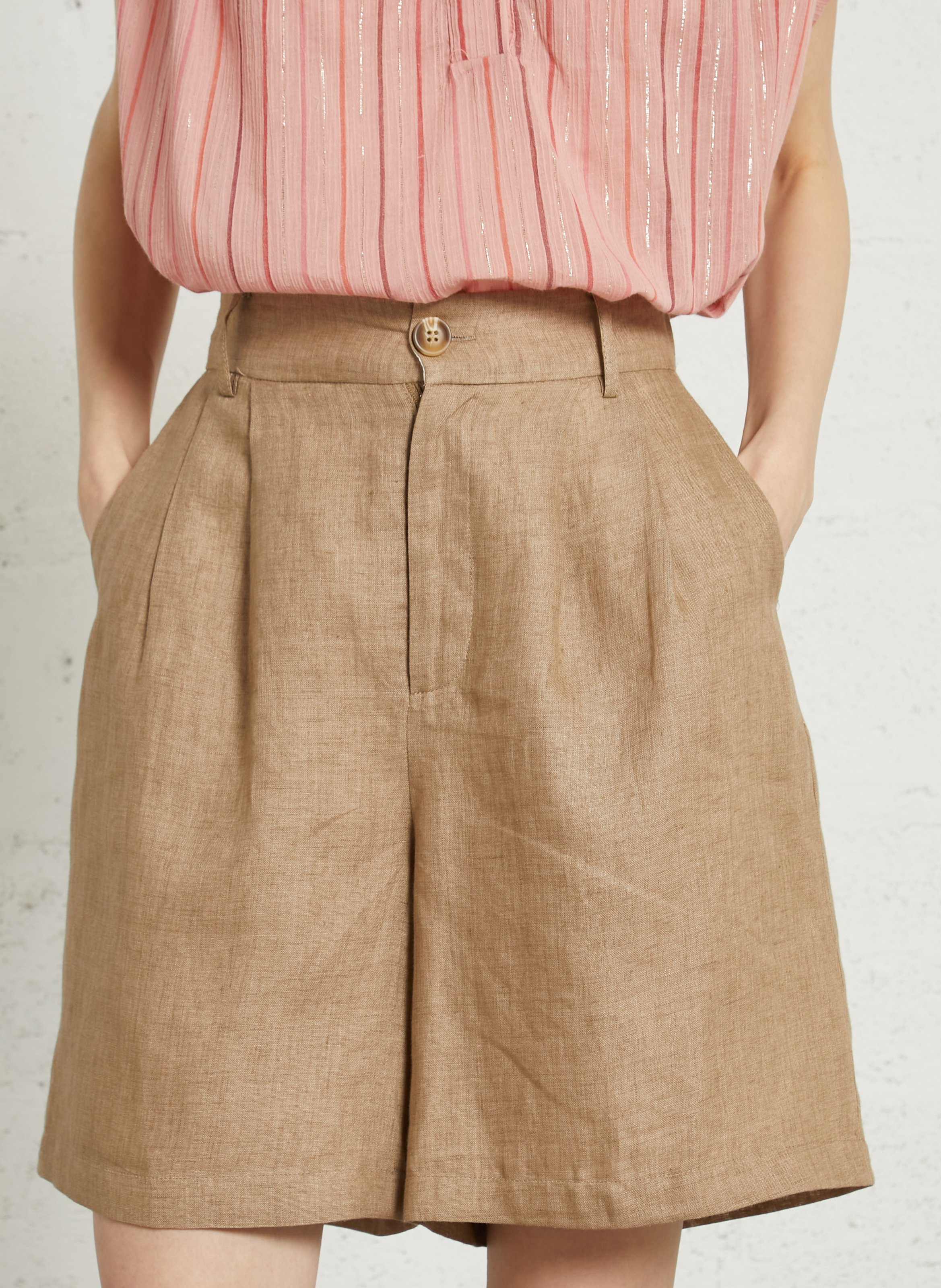 High-waisted linen shorts SEE U SOON