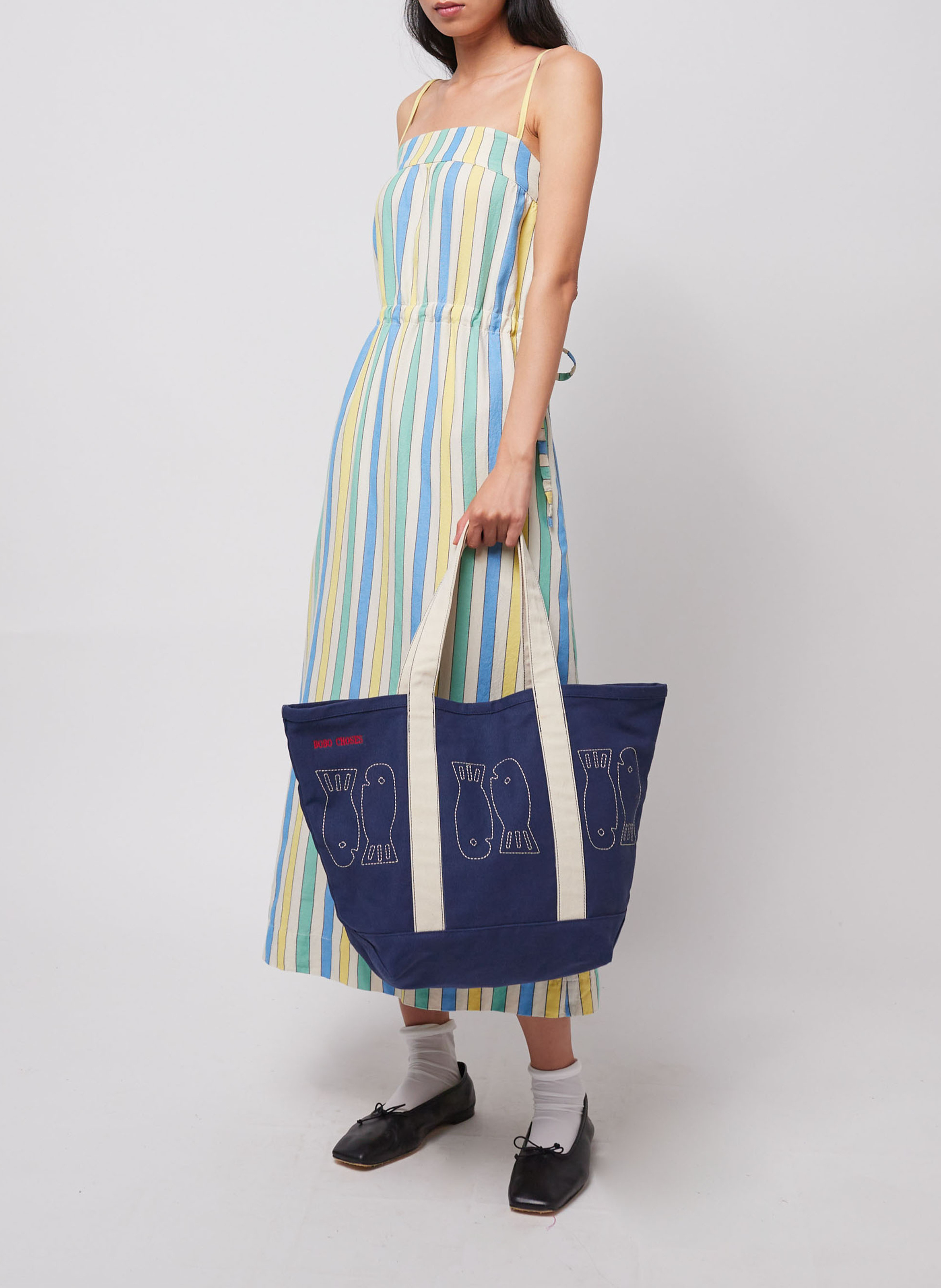 Lange, uitlopende jurk van katoen BOBO CHOSES Veelkleurig