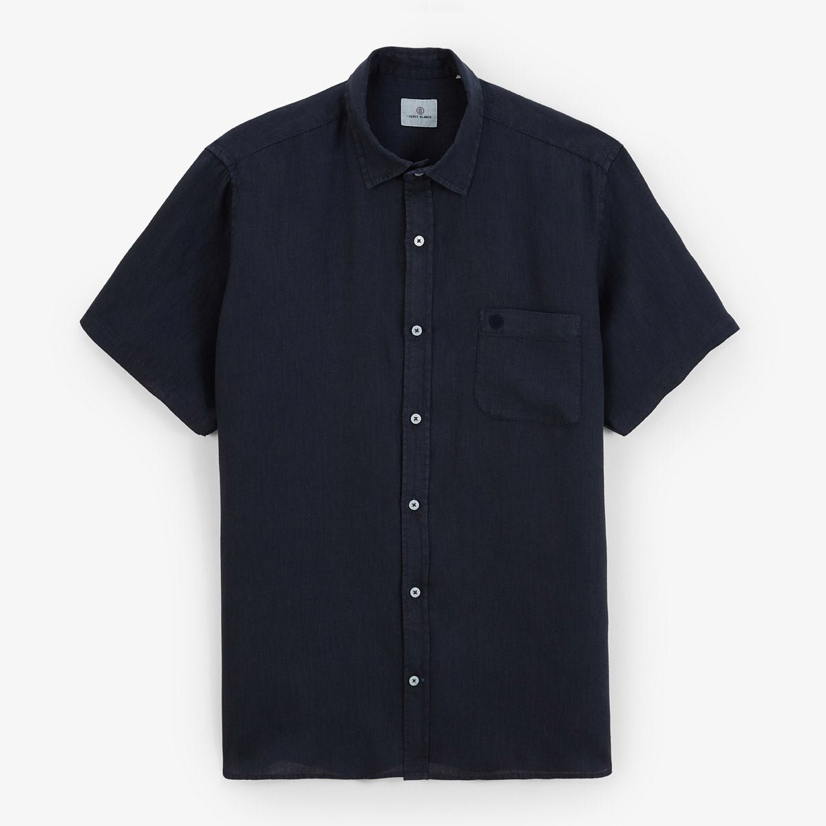Short-sleeved plain linen shirt SERGE BLANCO Blue