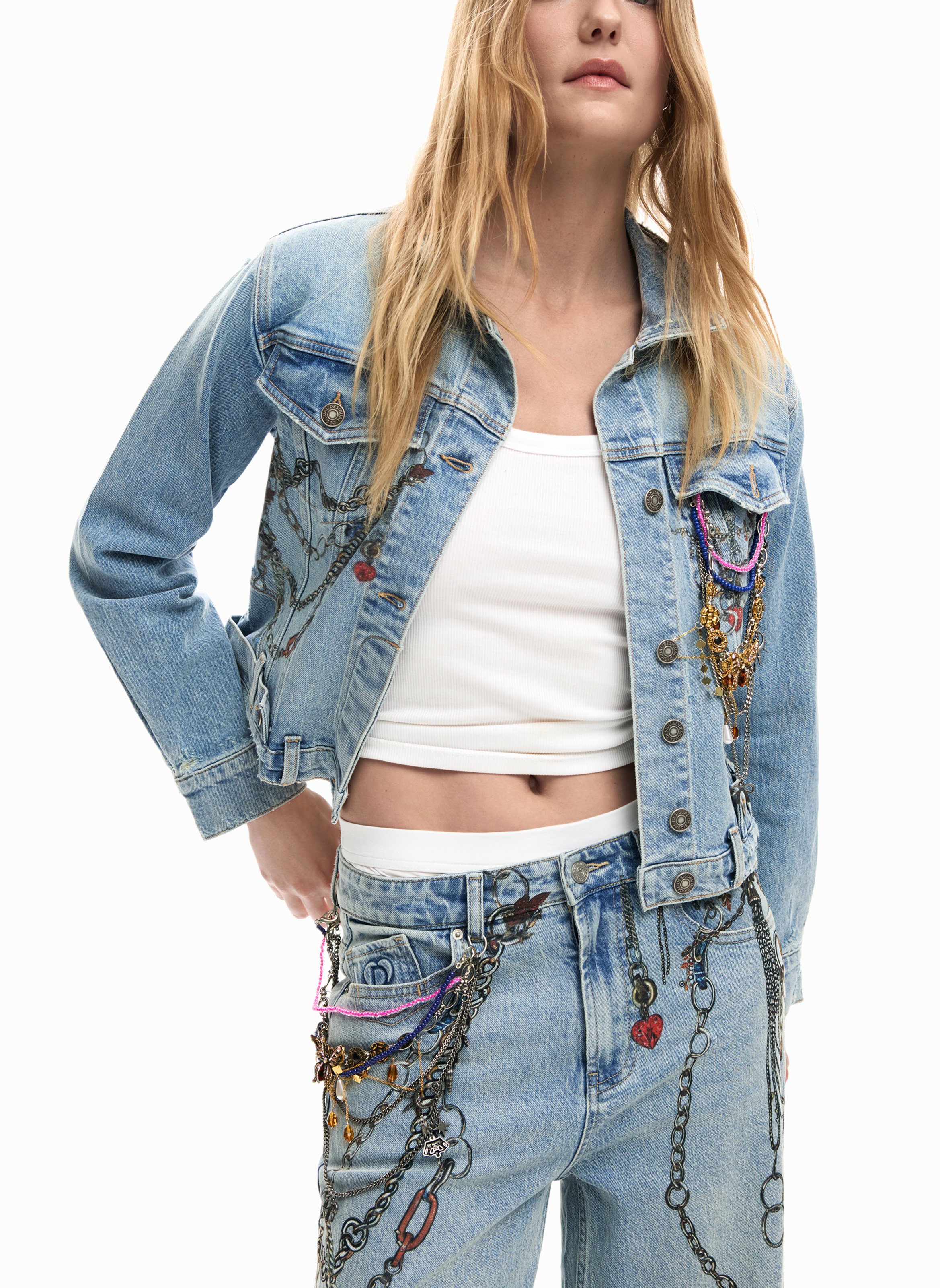 Veste en jean col classique DESIGUAL Bleu