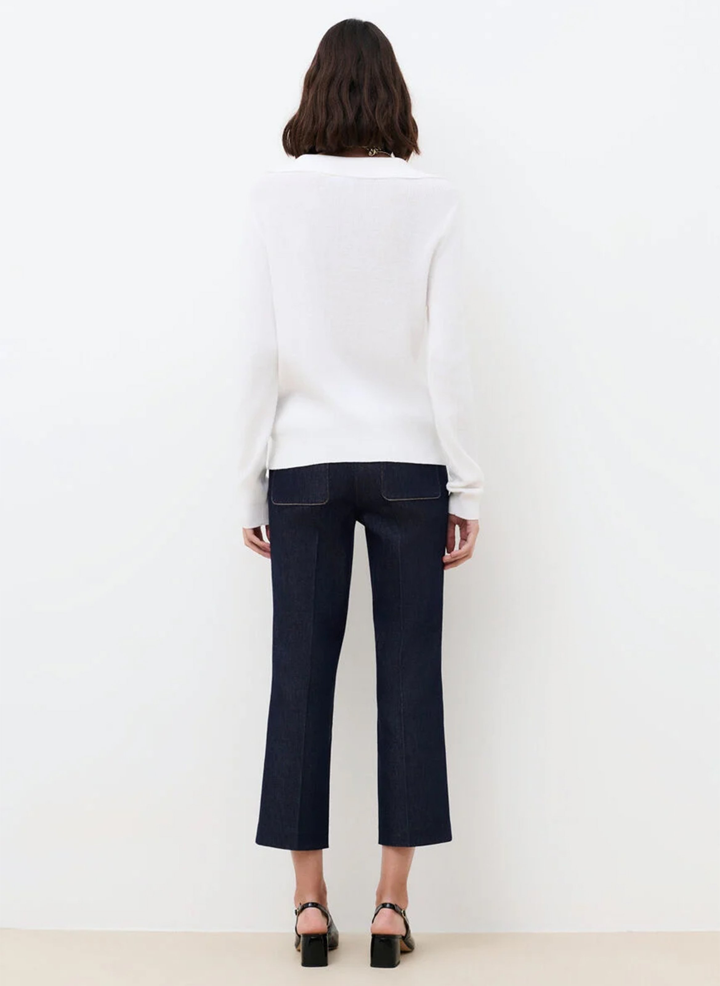 Straight V-neck cotton sweater CAROLL White