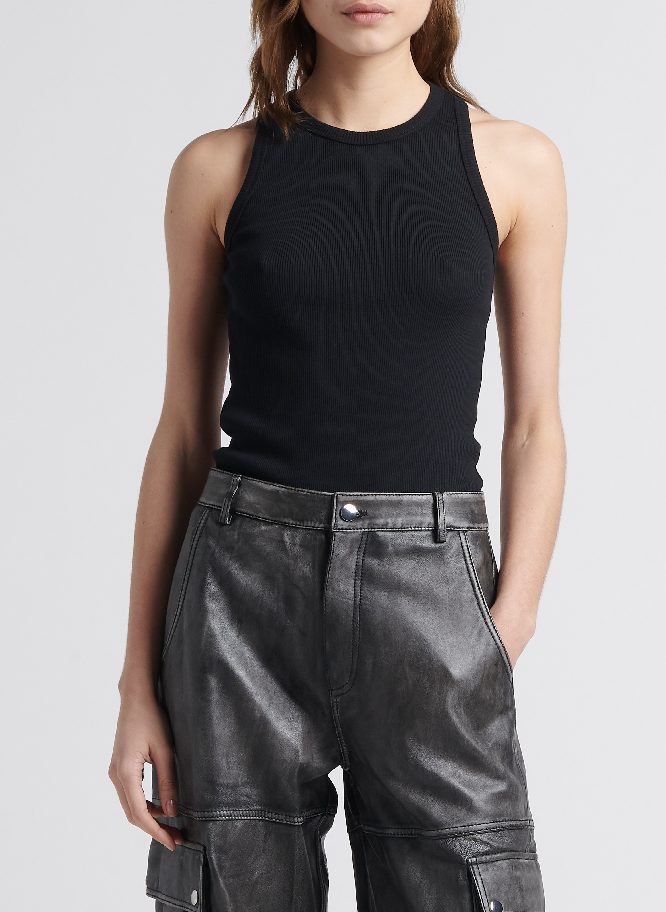 Ribbed cotton tank top SAISON 1865 Black