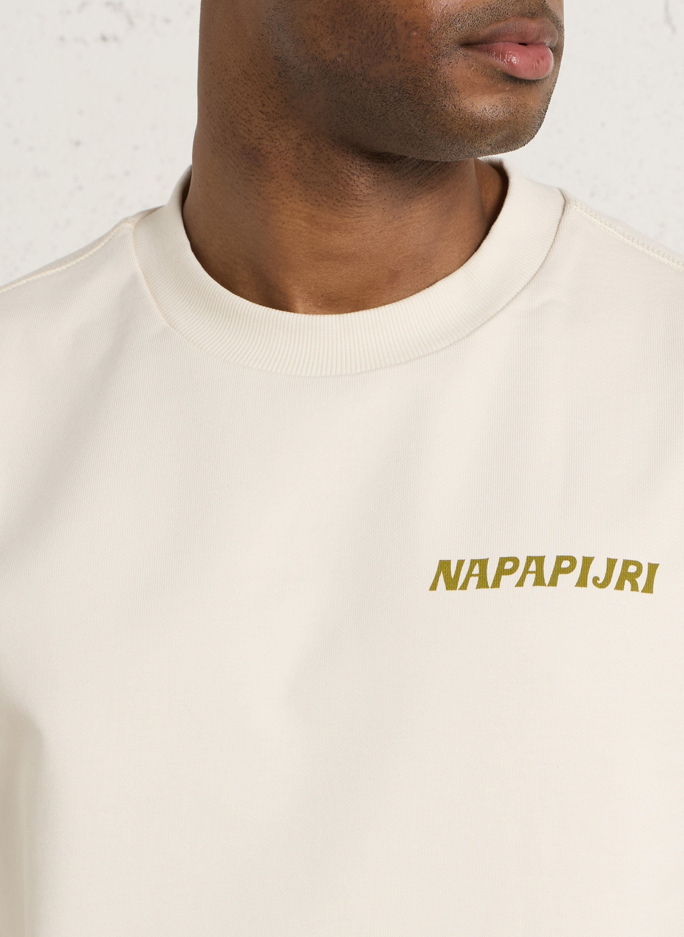 Round neck sweatshirt with cotton patterns NAPAPIJRI White