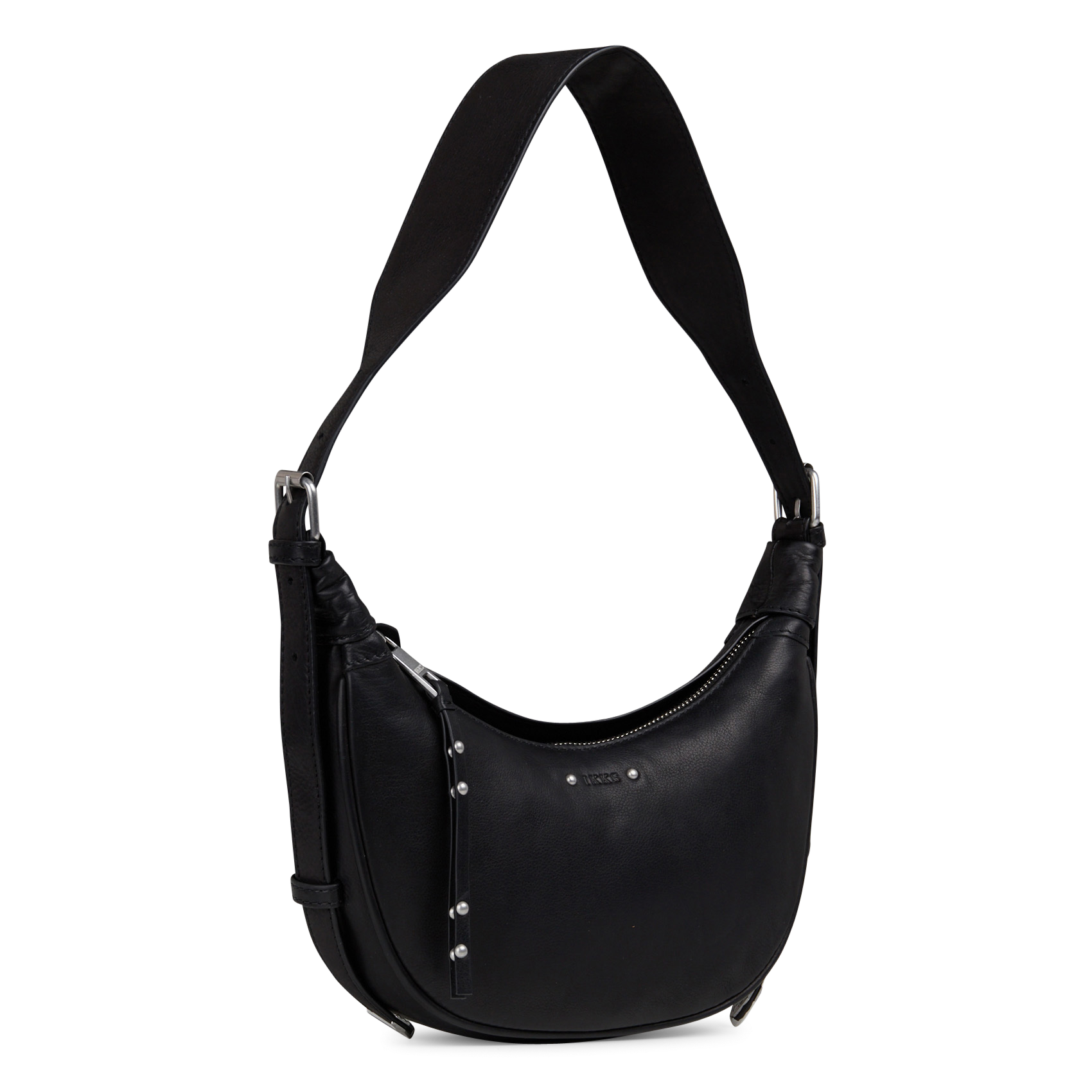 Sac demi-lune en cuir grainé IKKS Noir