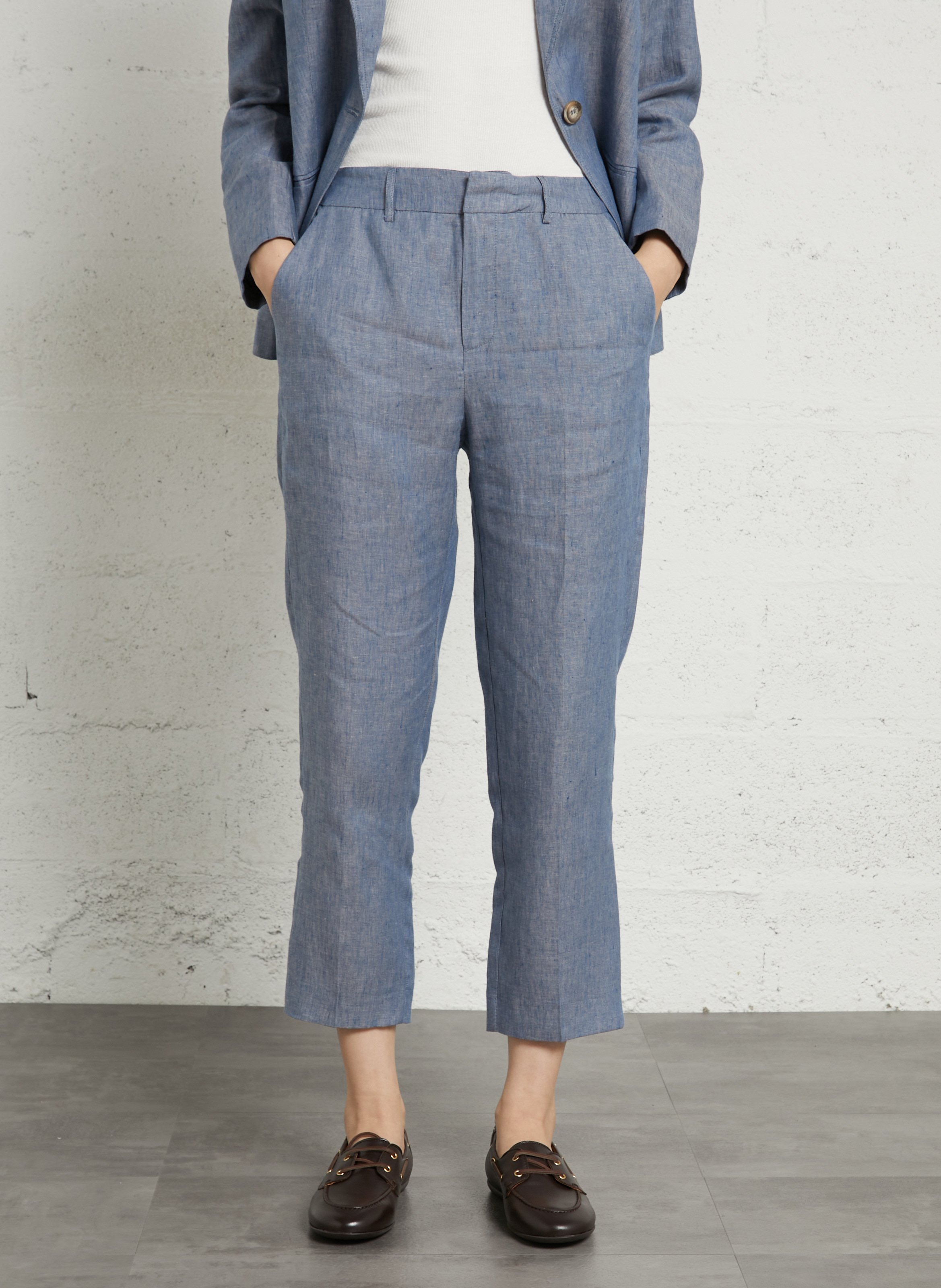 Linen carrot pants SUD EXPRESS Blue
