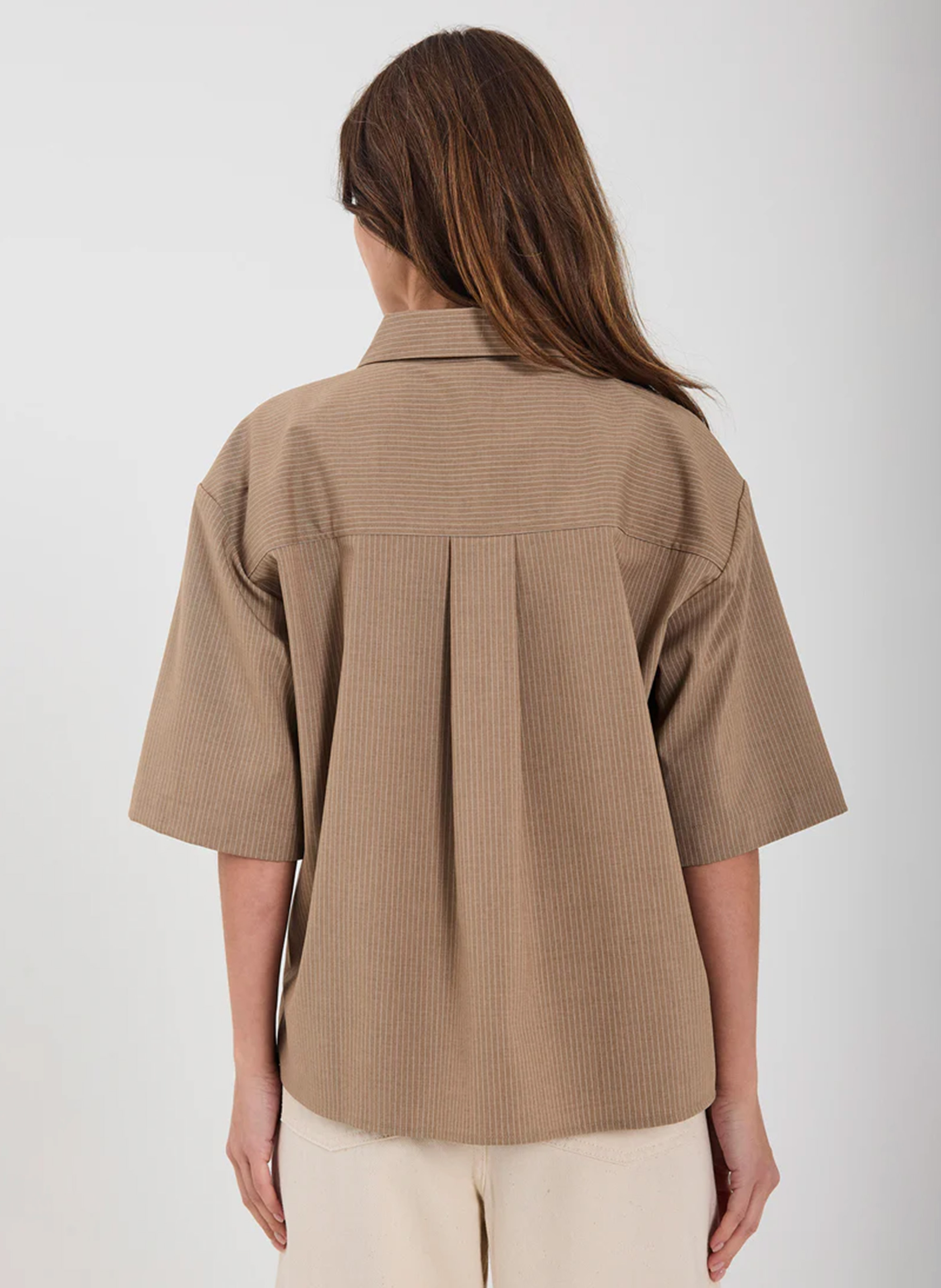 Straight striped shirt with classic collar NORR Beige