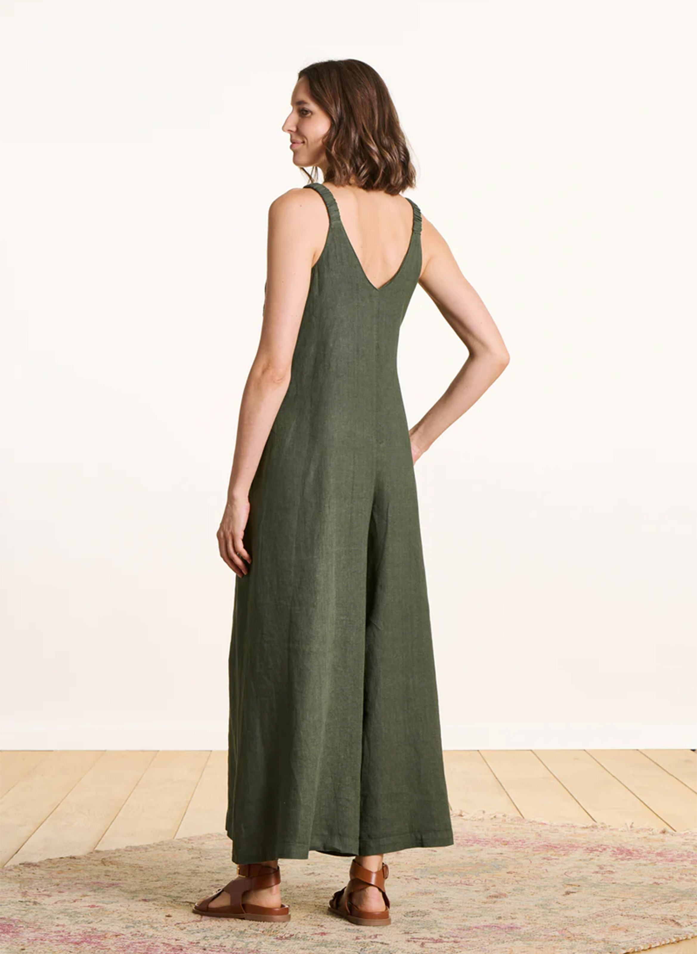 Solid linen jumpsuit LA FEE MARABOUTEE Green