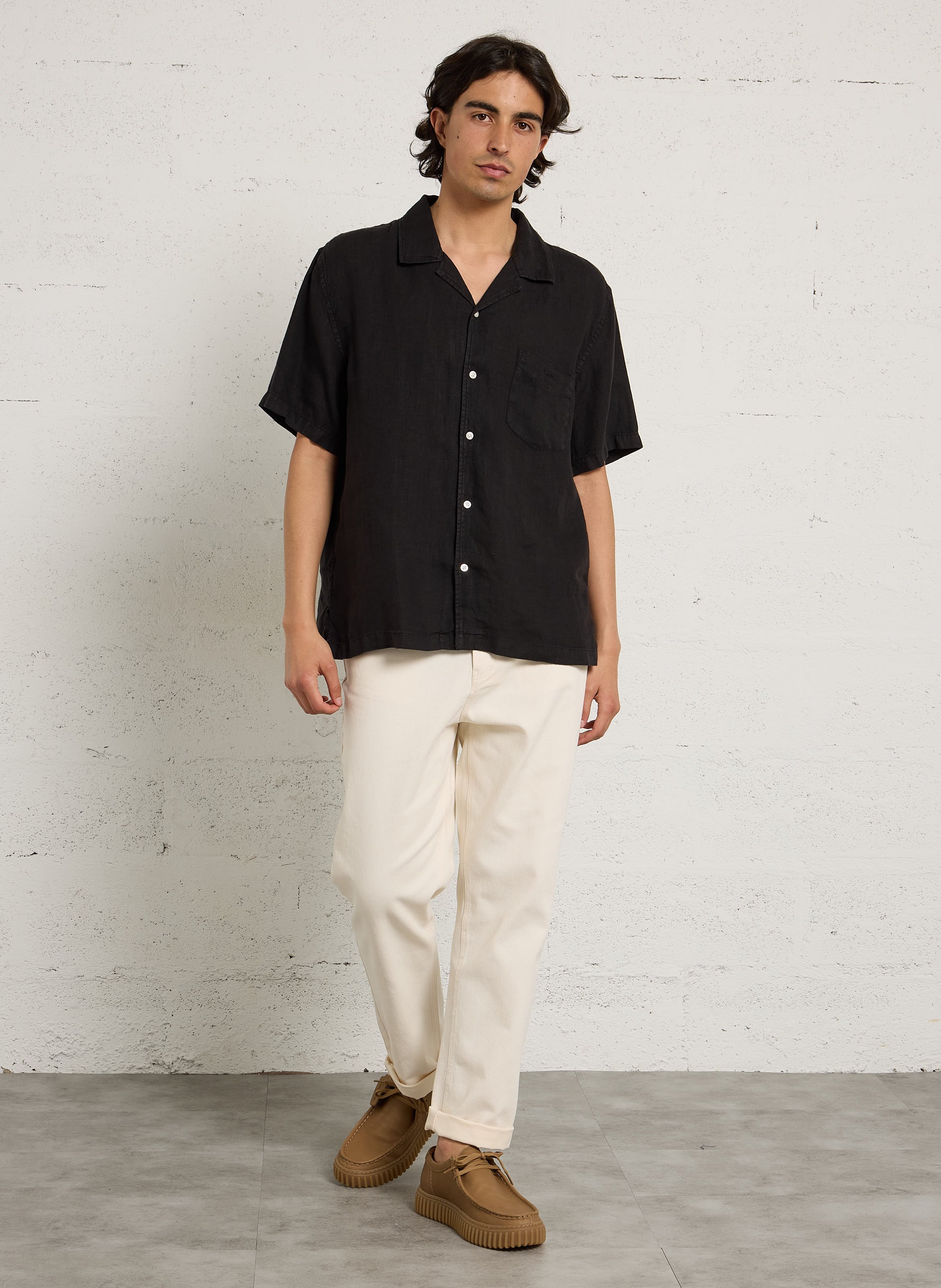 Chemise col classique en lin GANT Noir