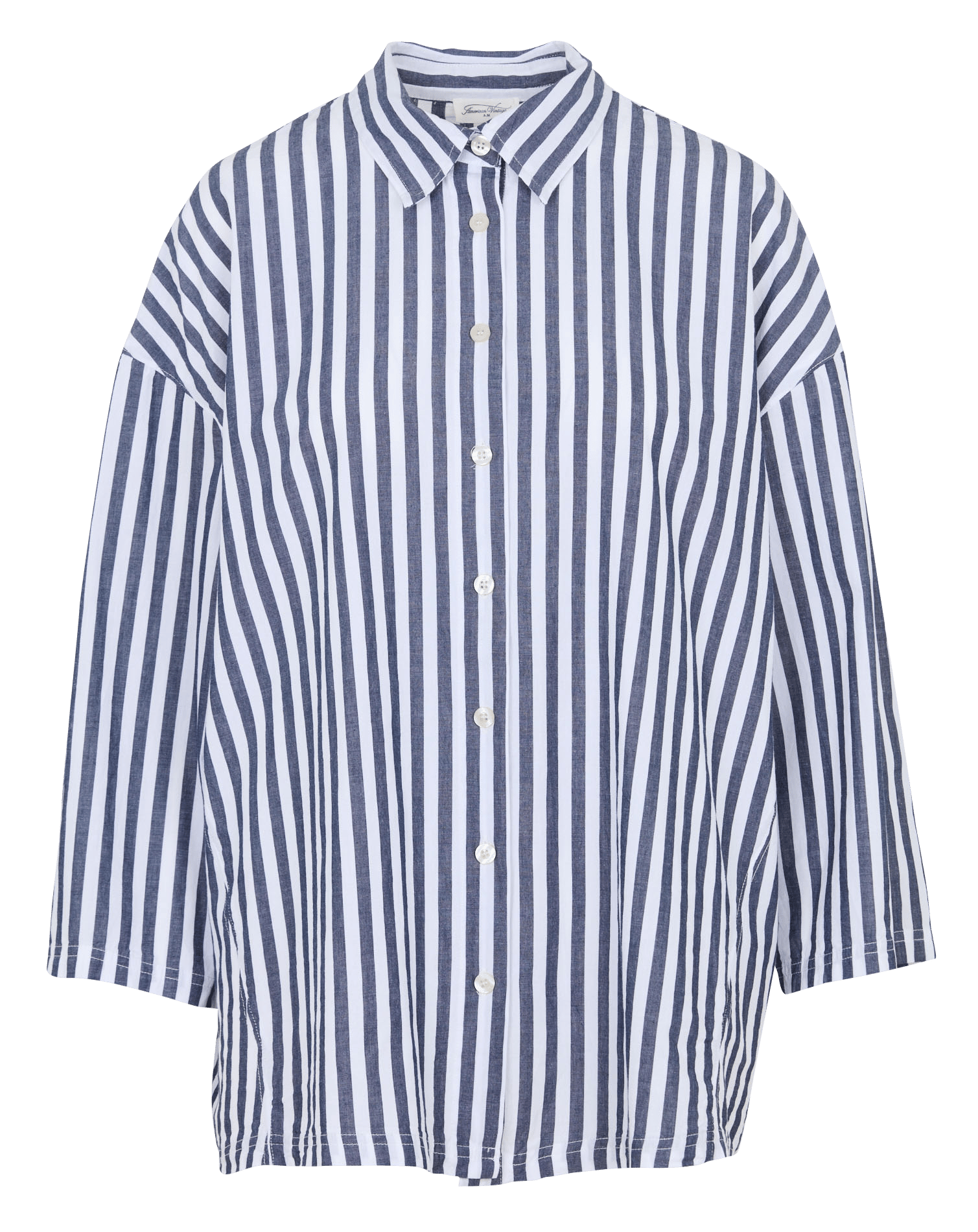 Oversized Striped Long Shirt AMERICAN VINTAGE White