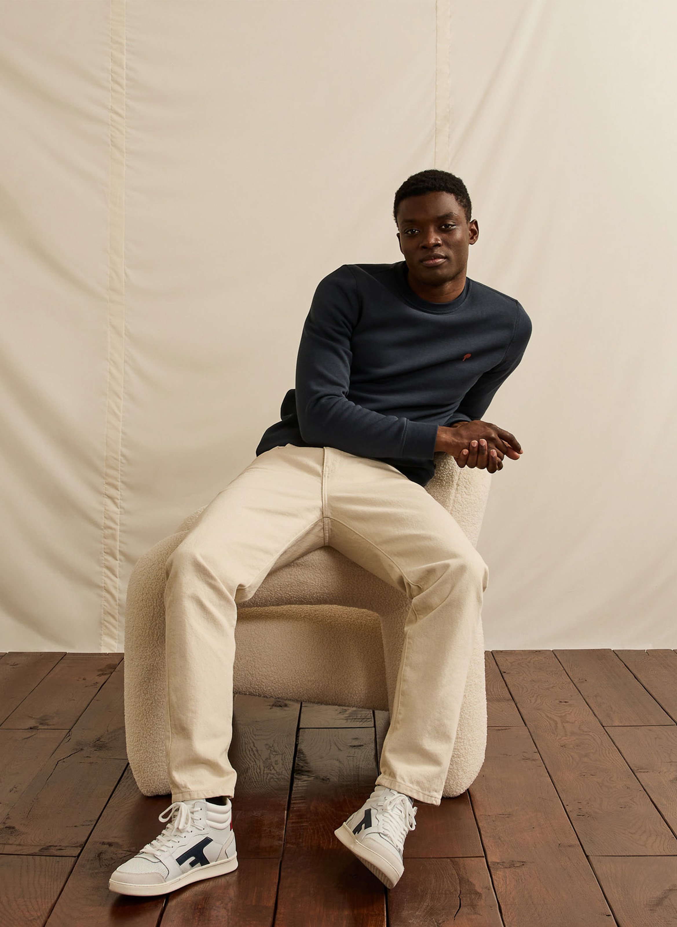 Sweat droit en coton mélangé FAGUO Bleu