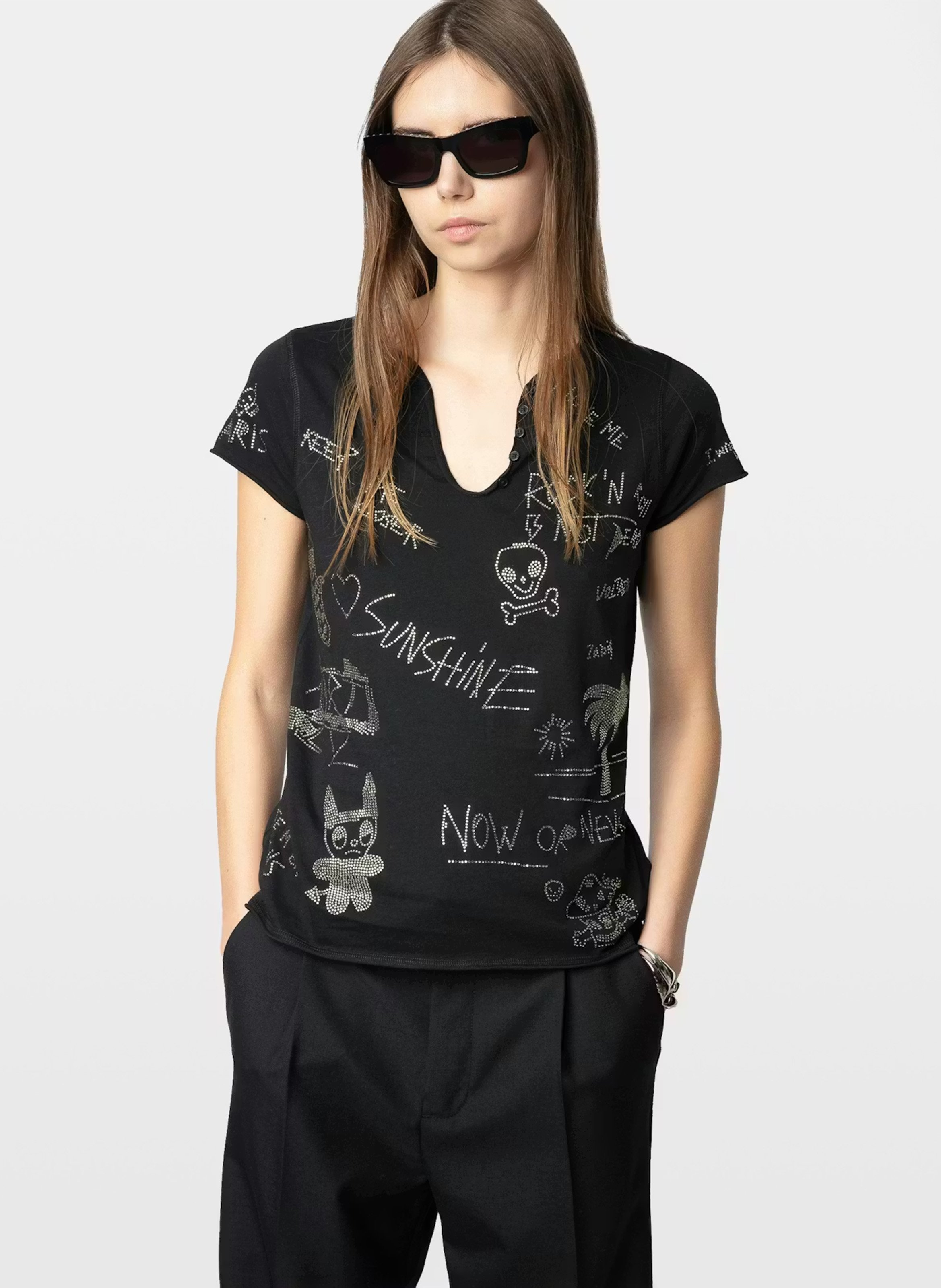 Tee-shirt tunisien en coton ZADIG&VOLTAIRE Noir