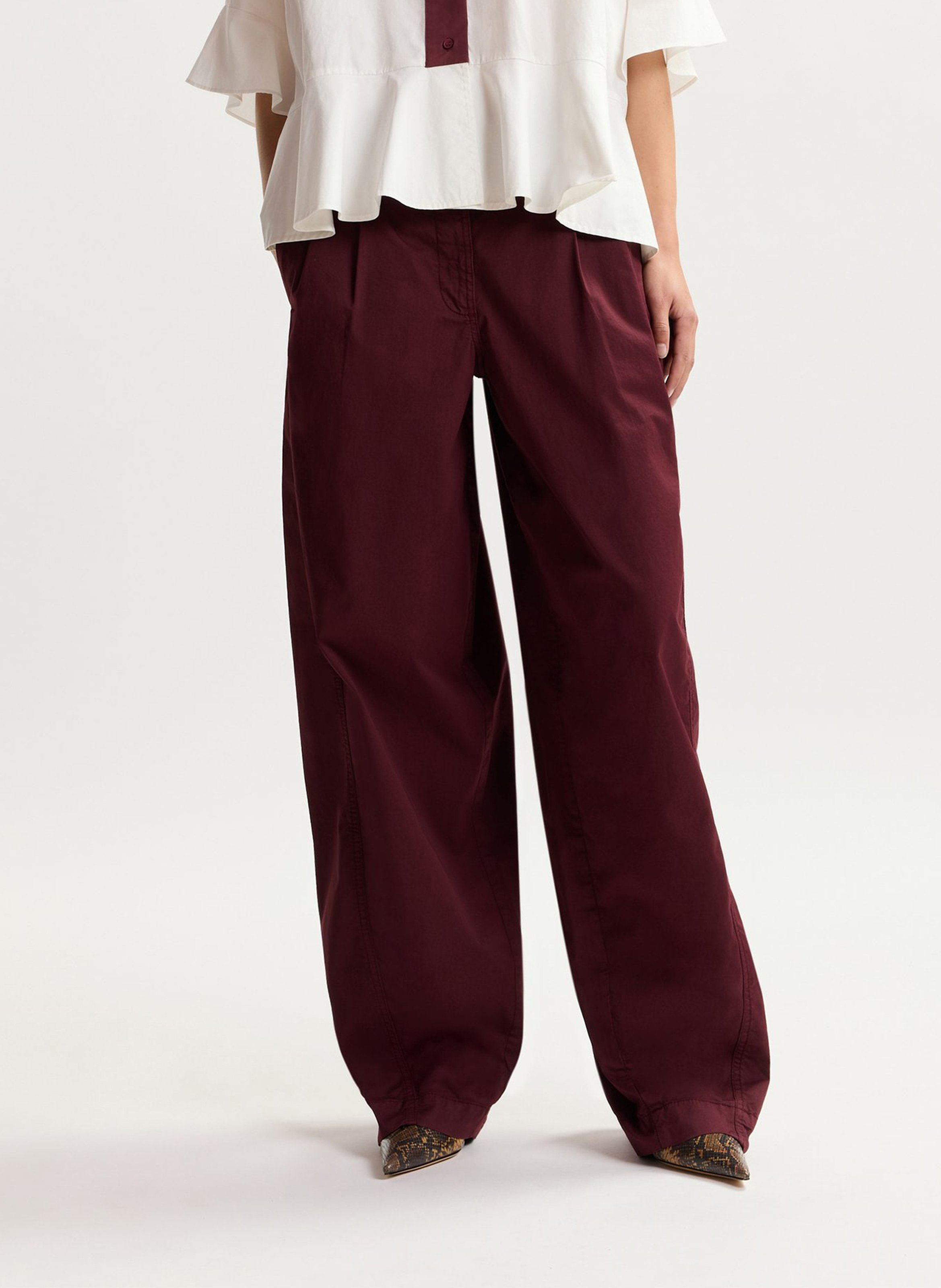 Weite Hose aus Bio-Baumwoll-Mix ESSENTIEL ANTWERP Rot