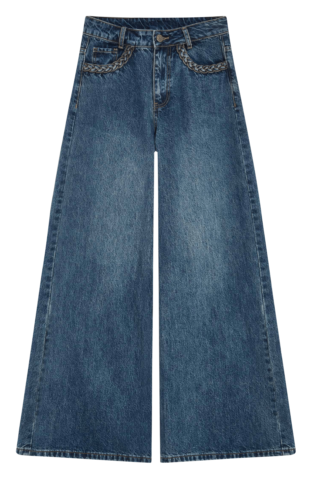 Wide-leg cotton jeans GRACE ET MILA Blue