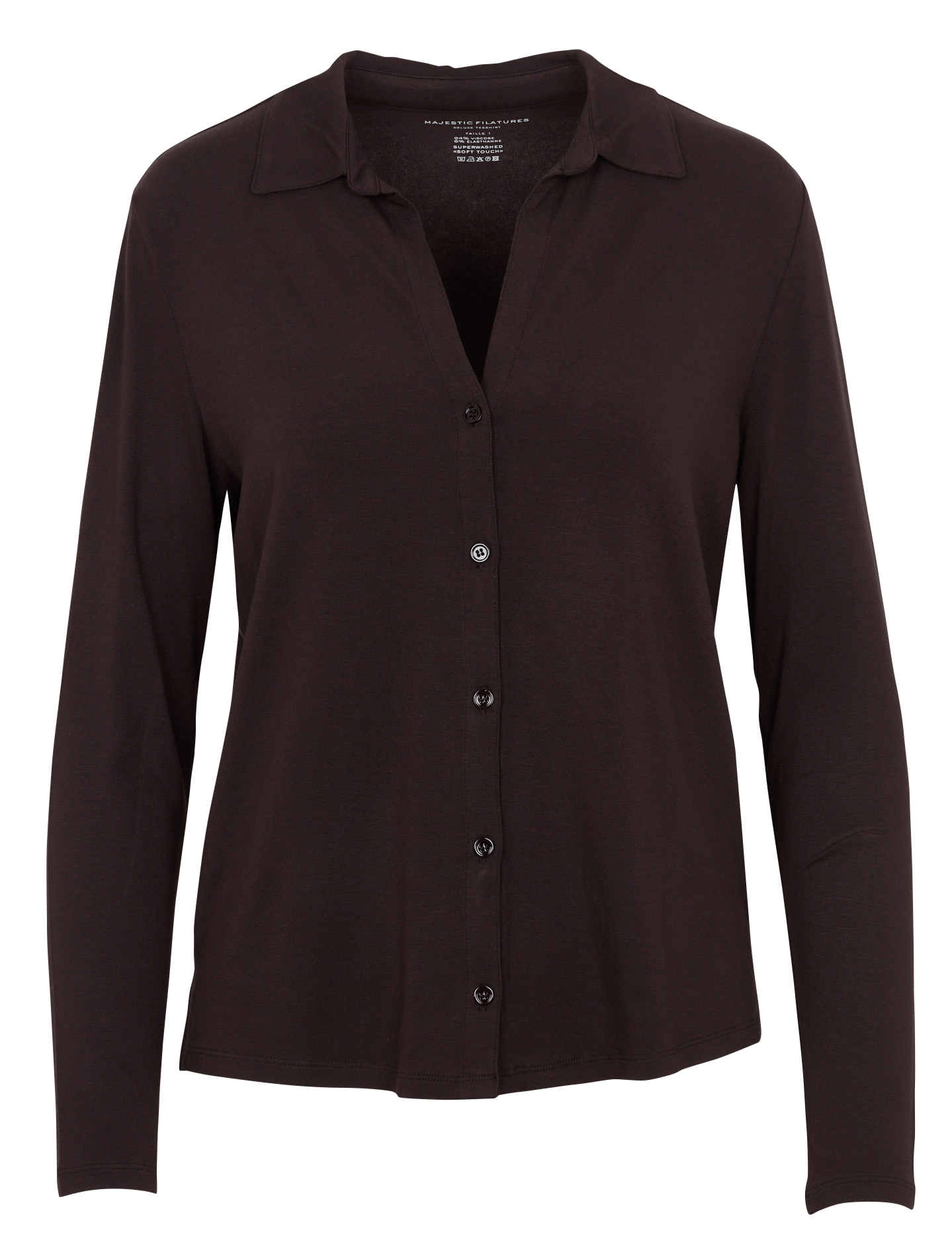 Loose Fit Classic Collar Top MAJESTIC FILATURES Brown