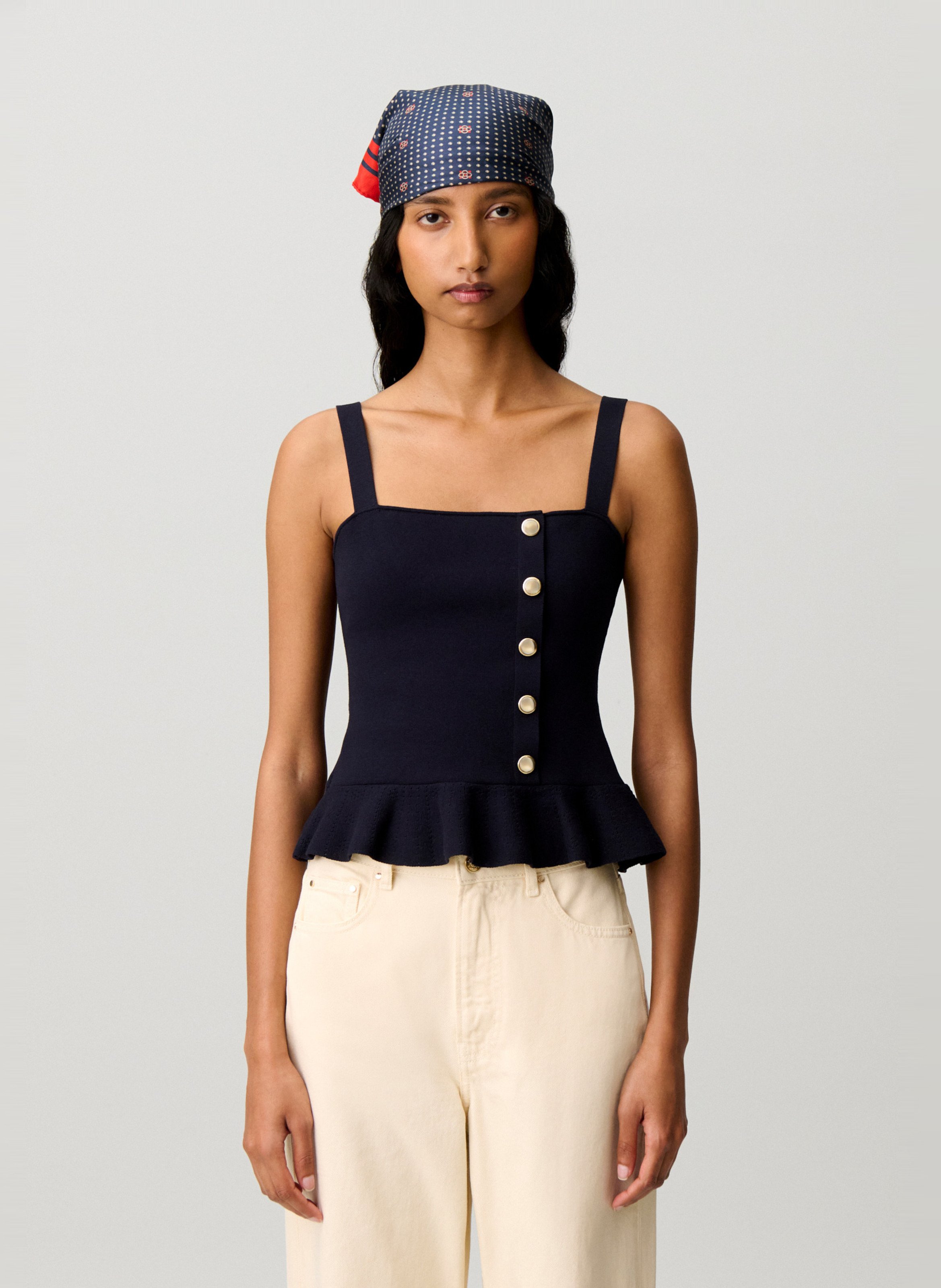 Top court en maille CLAUDIE PIERLOT Bleu