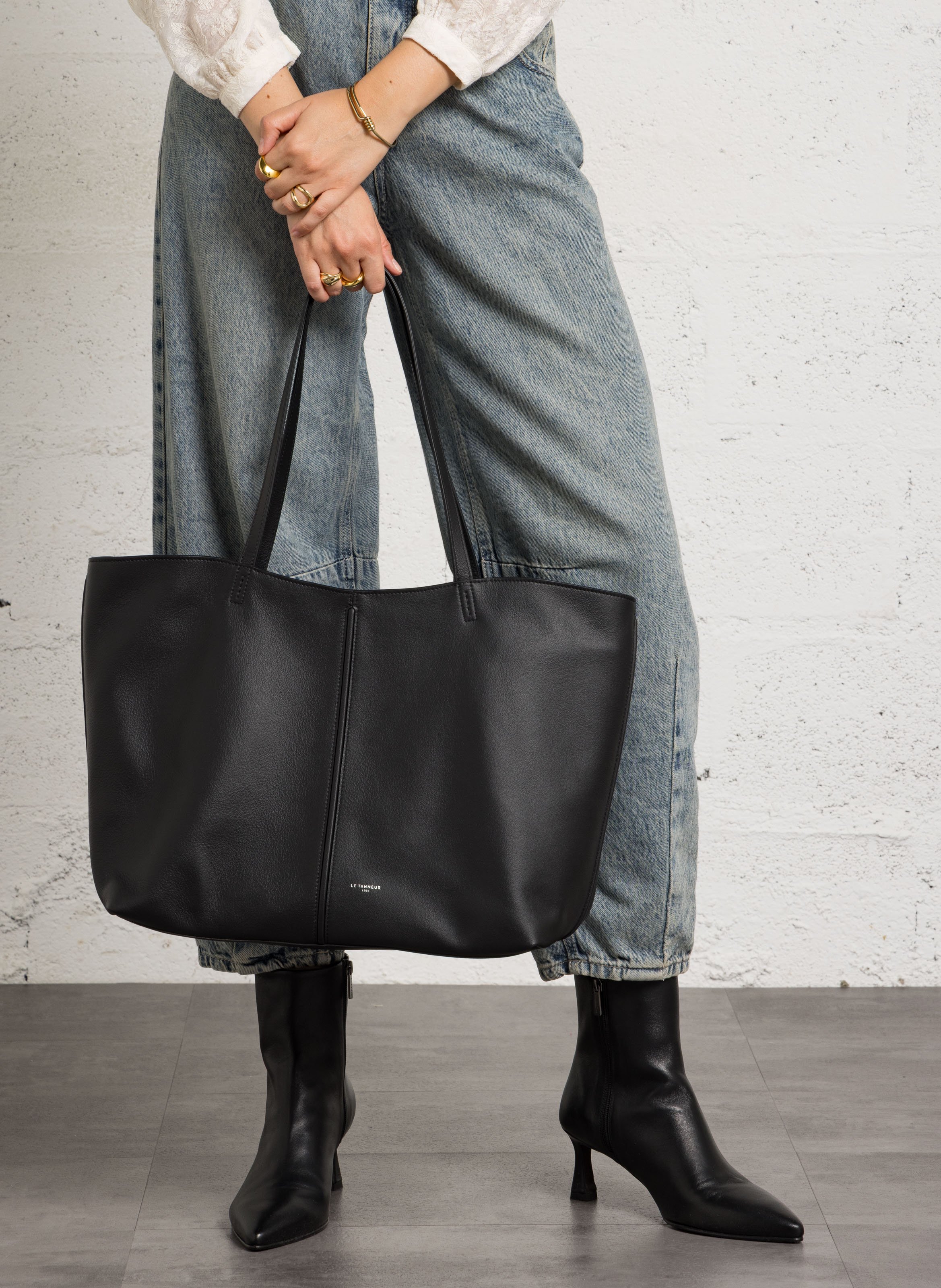 Leather tote bag LE TANNEUR Multicolored