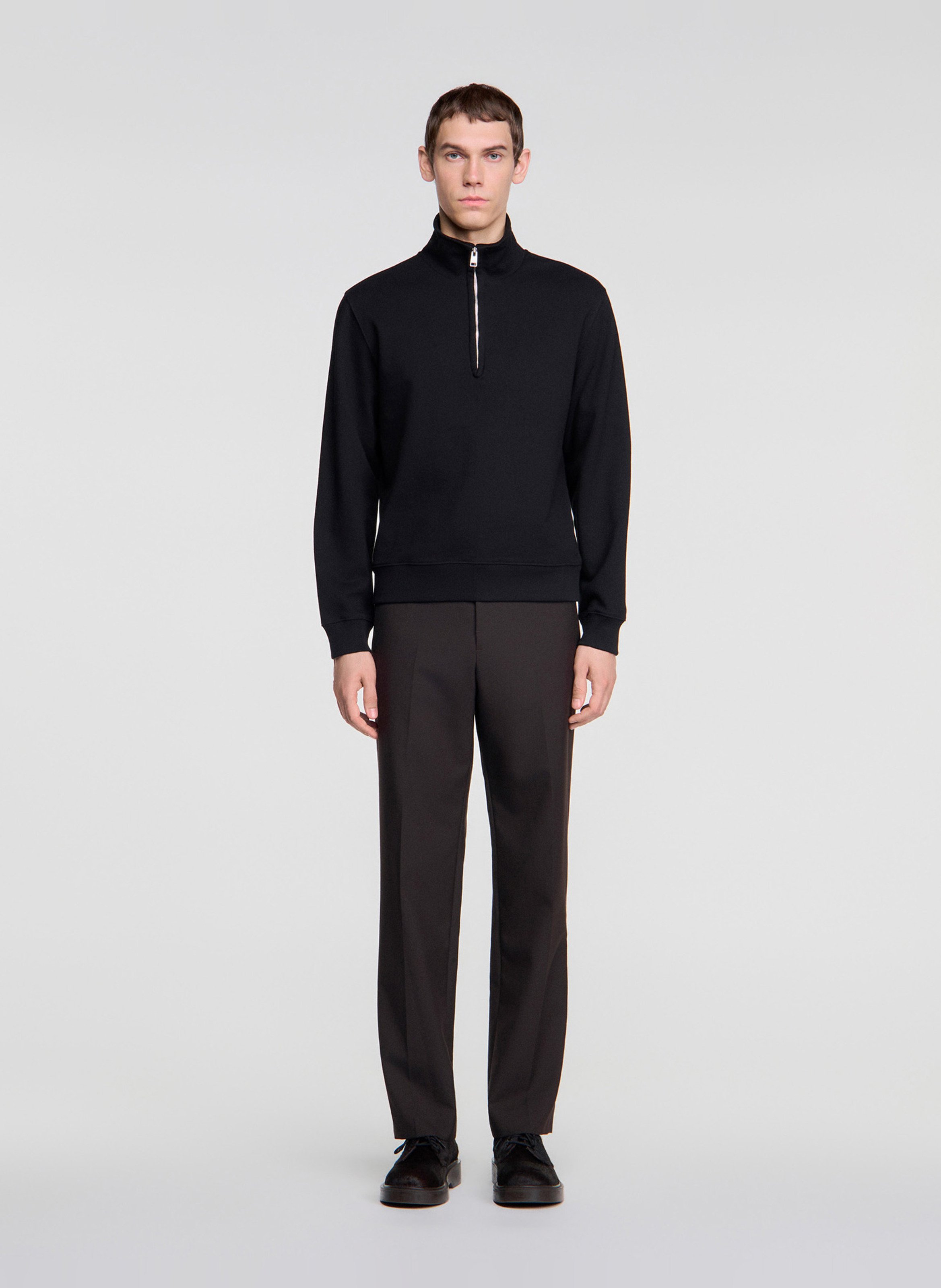 Troyer-Pullover aus Wollmix SANDRO Schwarz