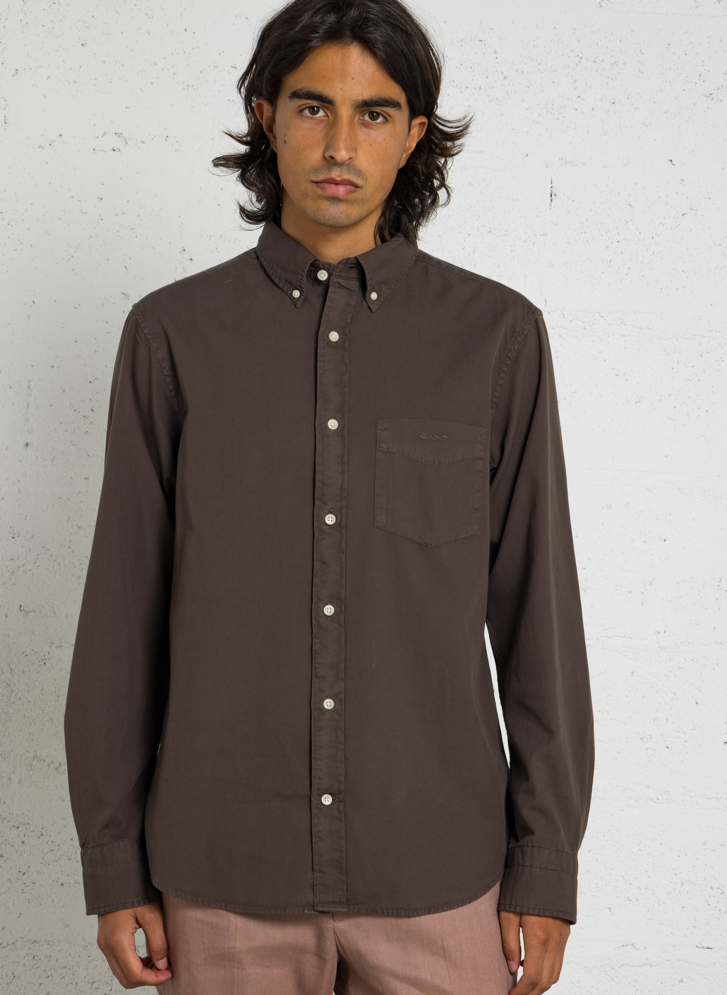 Chemise col américain en coton GANT Marron
