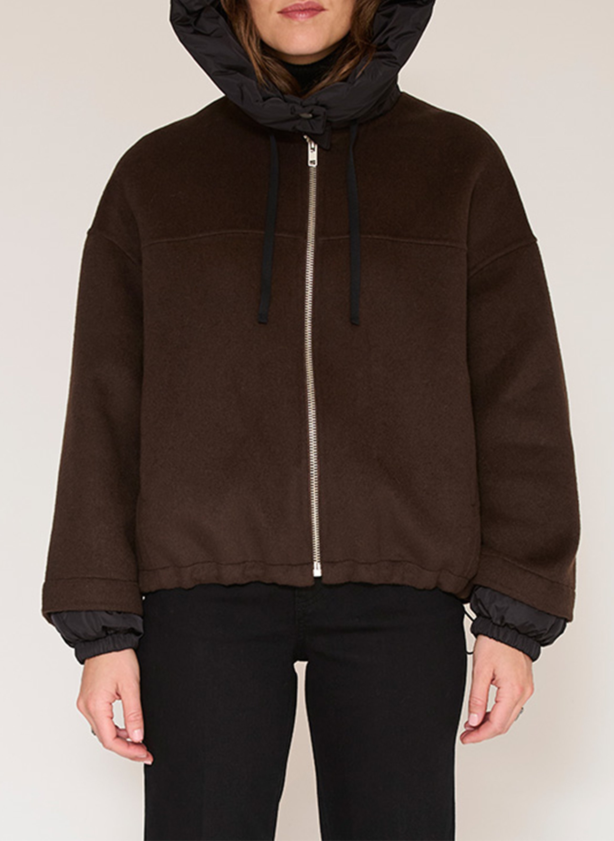 Veste ample col montant en laine mélangée MKT Marron