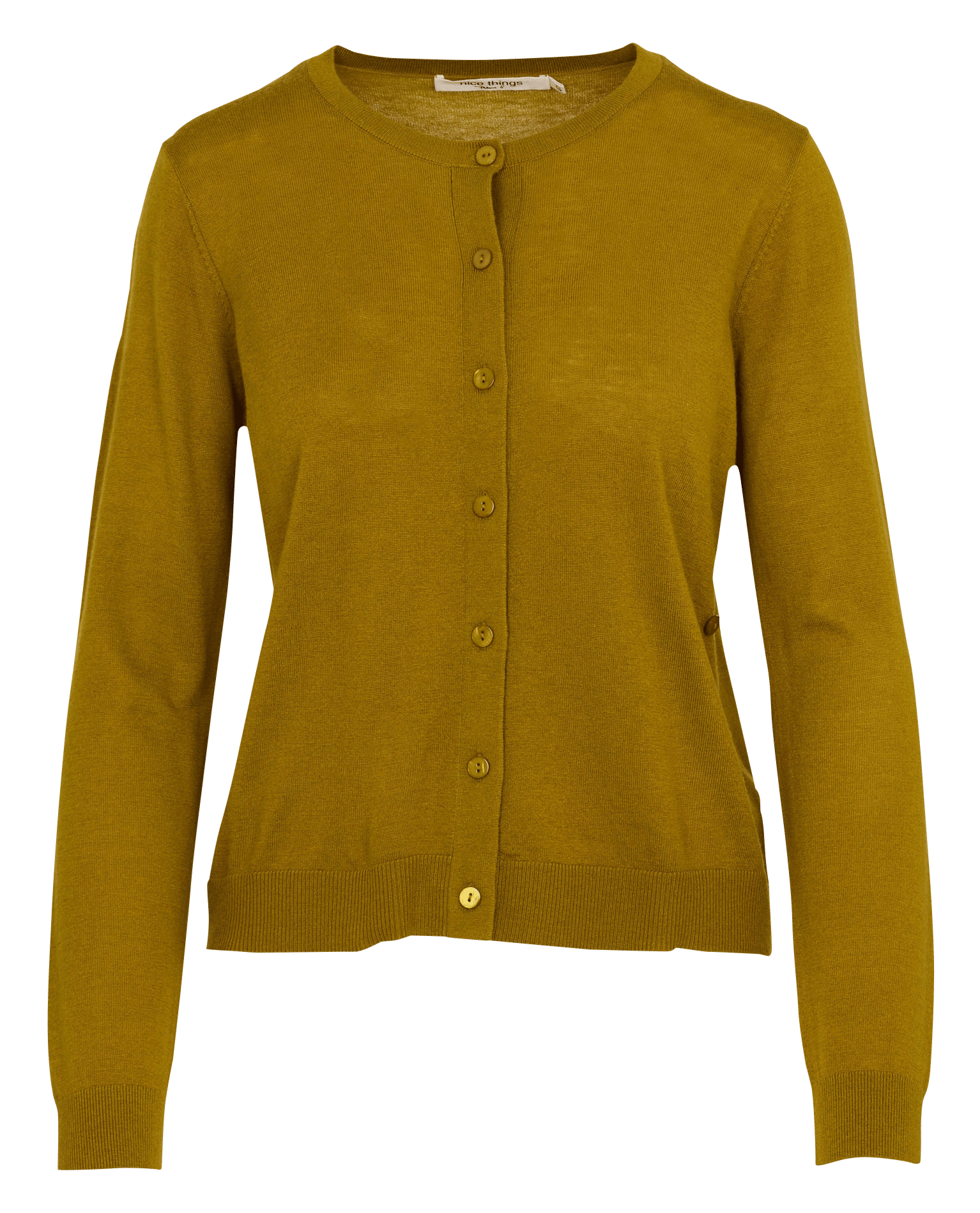 Round neck buttoned cardigan NICE THINGS Green