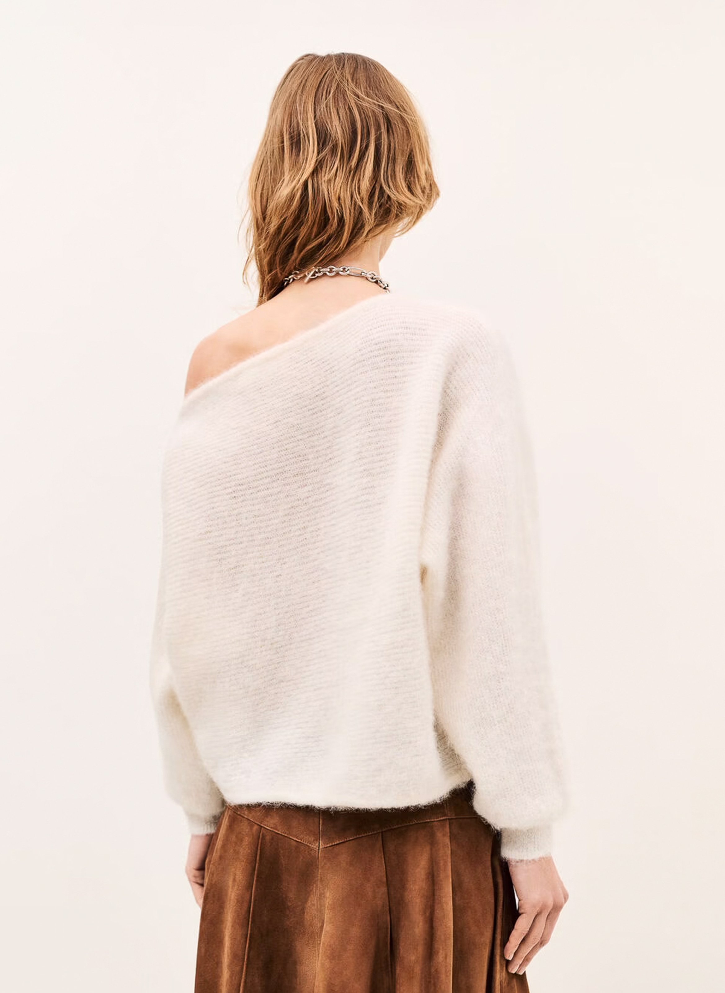 Pull ample col bateau en alpaga mélangé | Beige BA&SH Femme