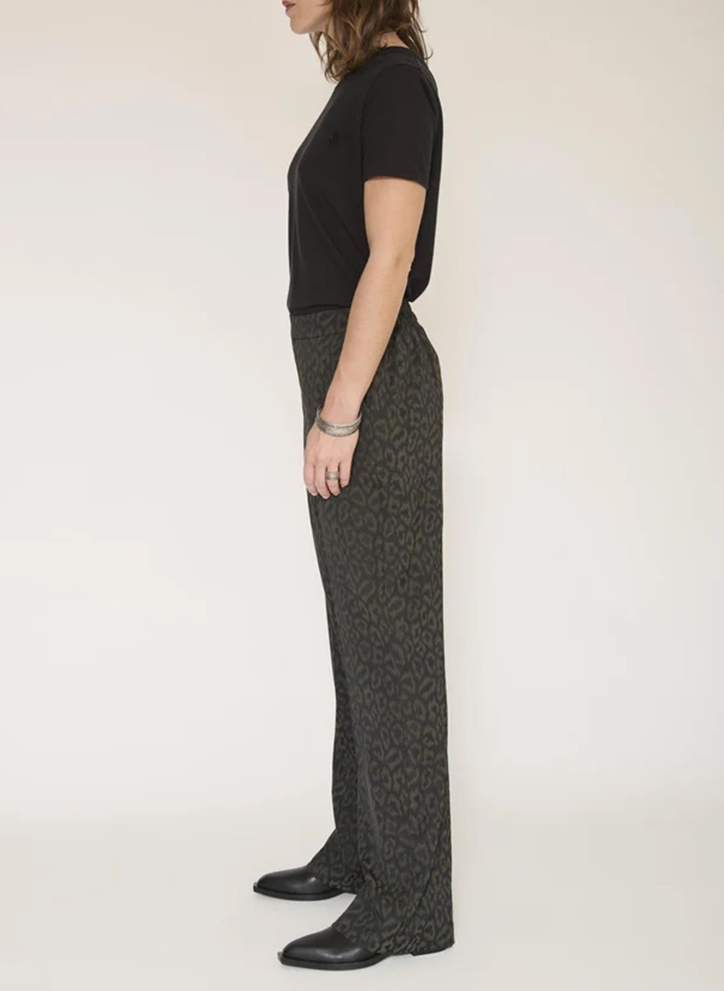 Gerade geschnittene Hose mit Animal-Print MKT Schwarz