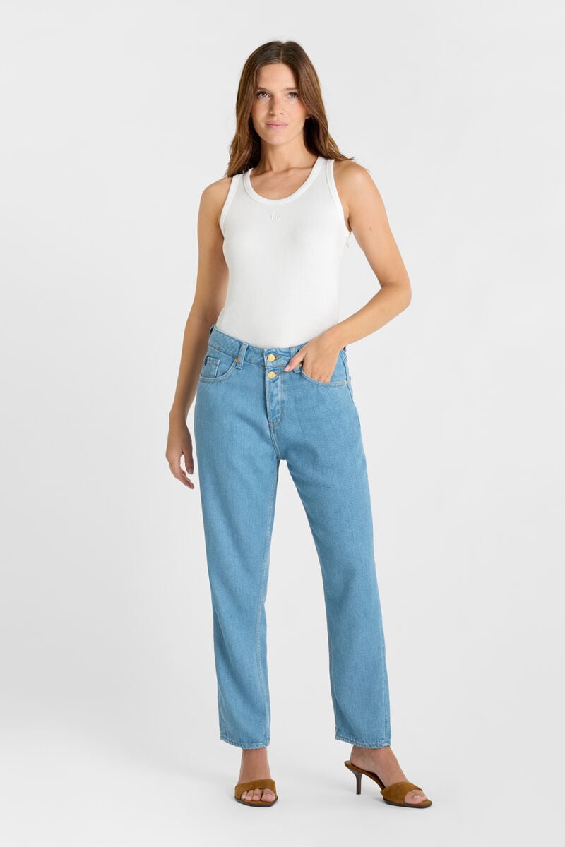 High-waisted loose-fit buttoned jeans LE TEMPS DES CERISES Blue