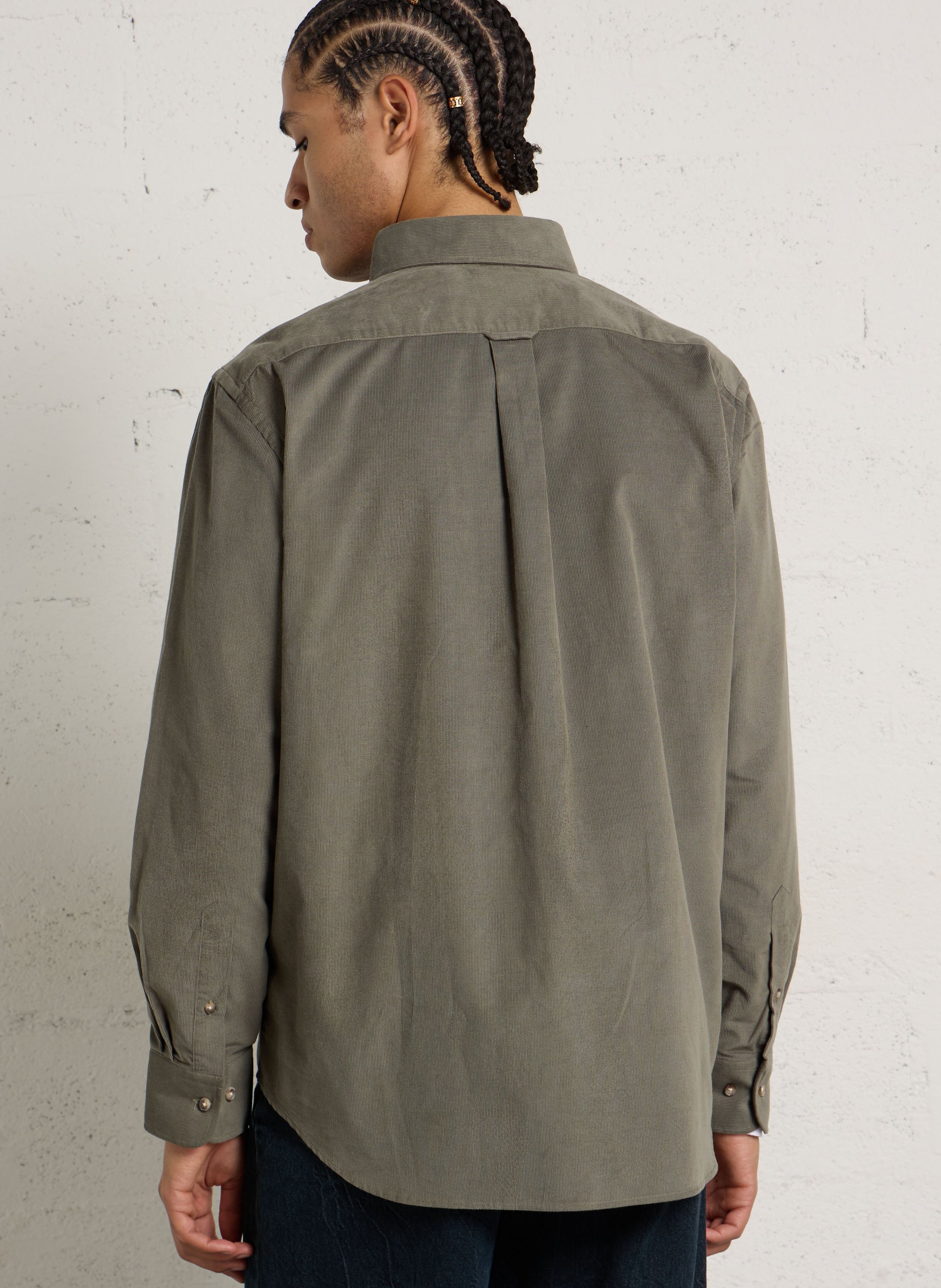 Straight ribbed cotton shirt EDEN PARK Khaki