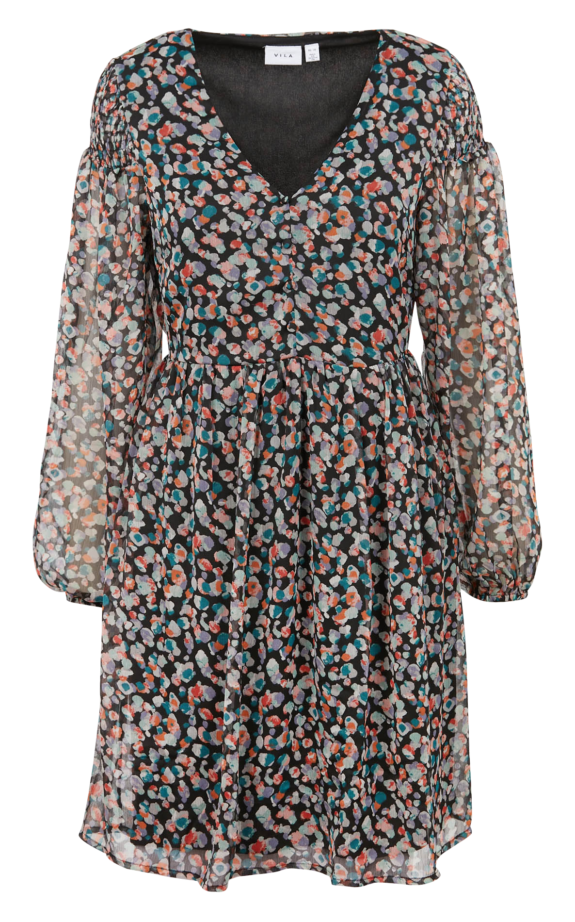 Short printed V-neck dress VILA Black