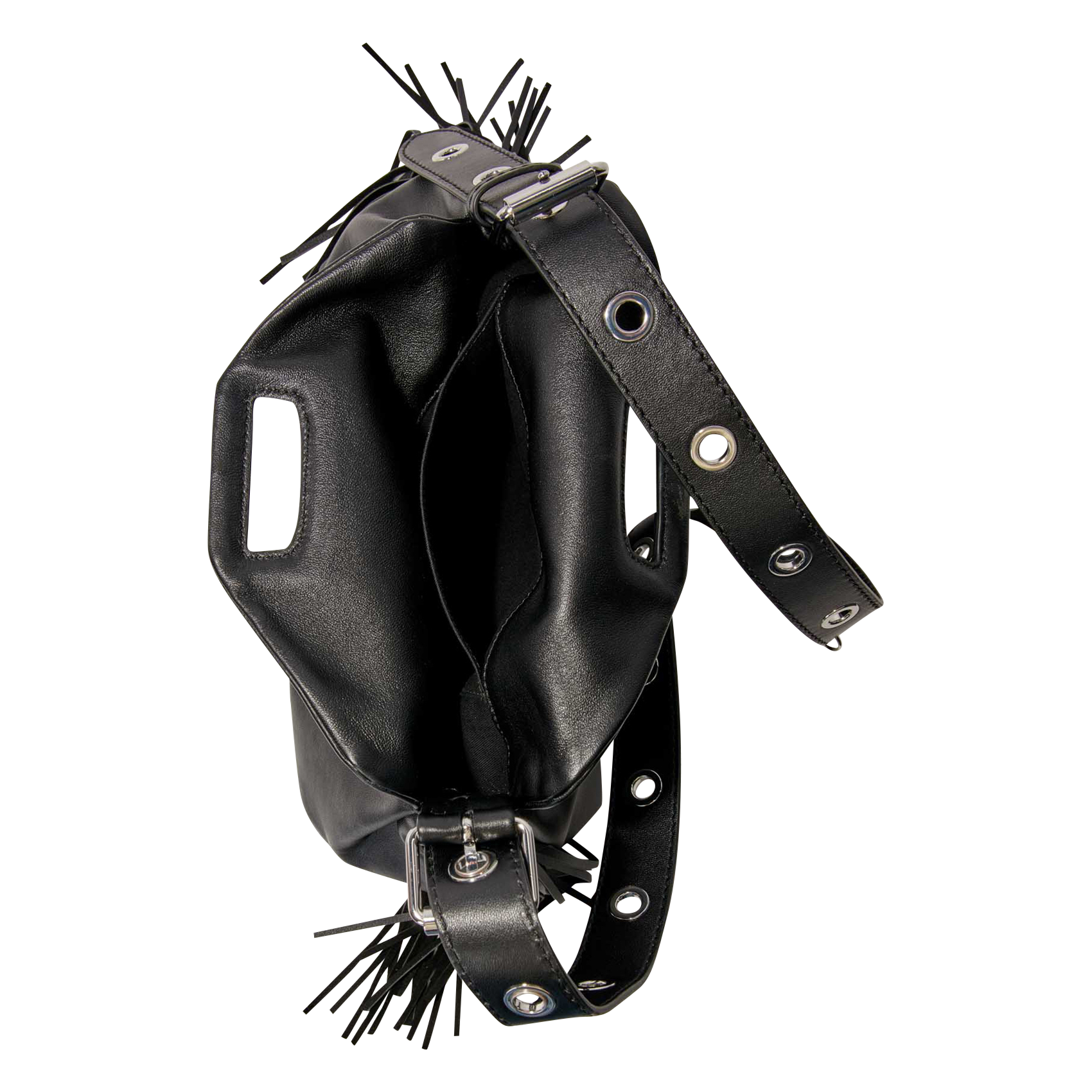 Gladde, leren schoudertas MAJE Zwart